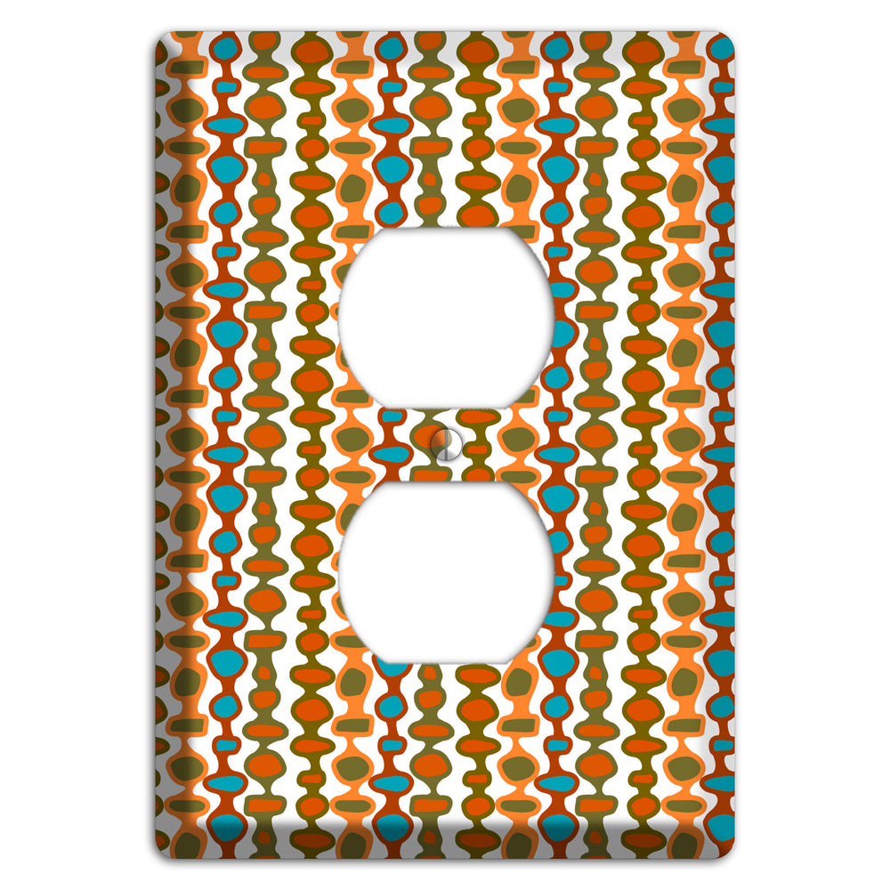 Multi Umber and Dusty Blue Bead and Reel Duplex Outlet Wallplate