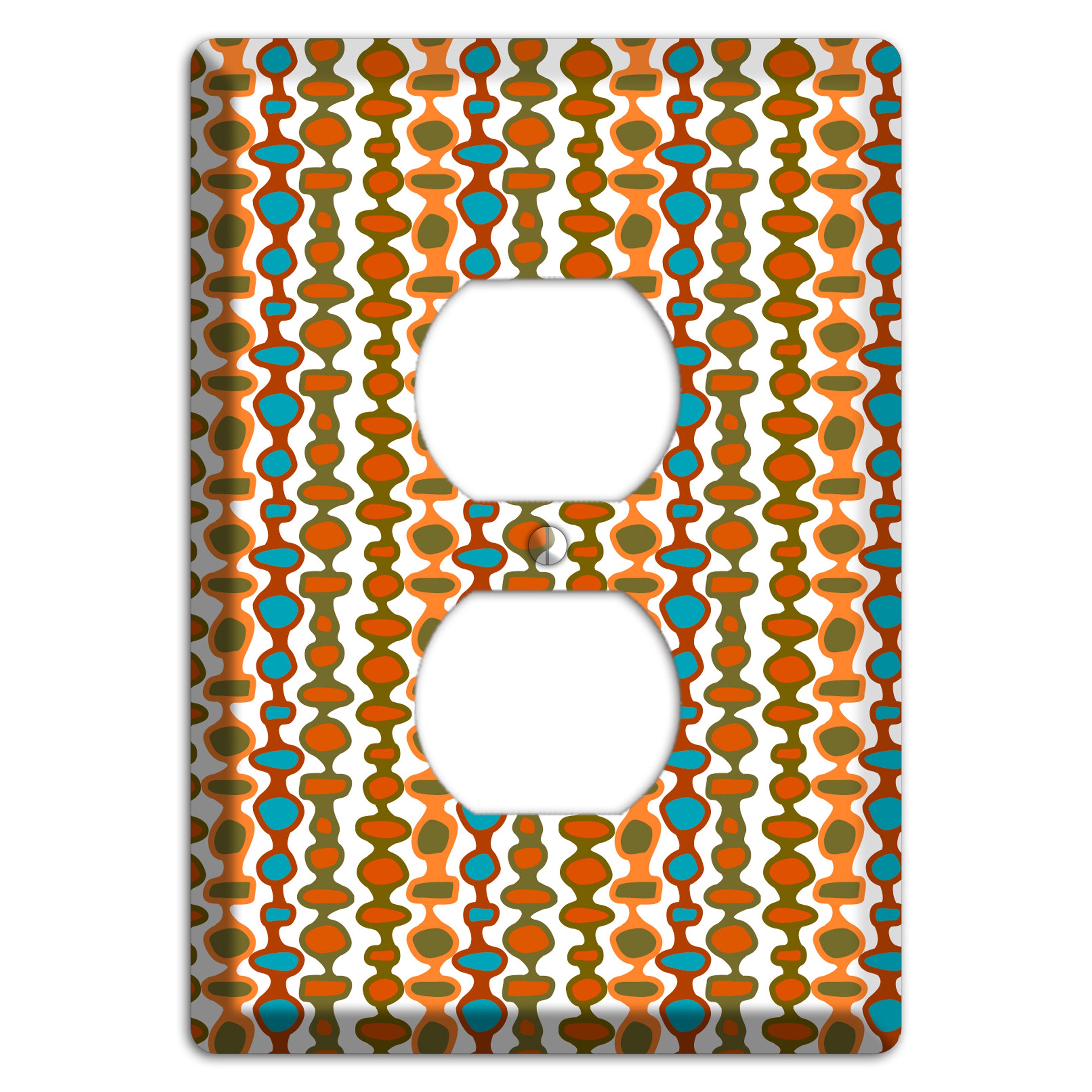 Multi Umber and Dusty Blue Bead and Reel Duplex Outlet Wallplate