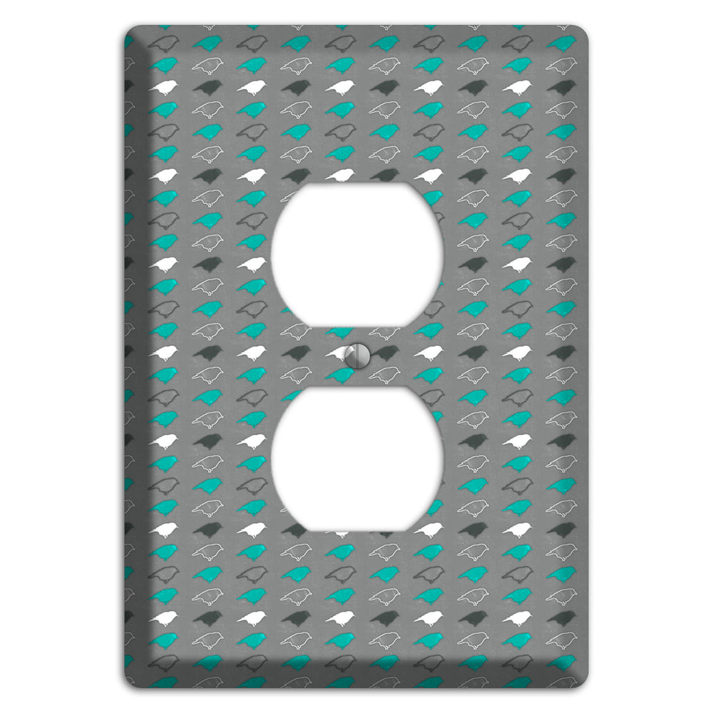 Grey with Small Green Birds 2 Duplex Outlet Wallplate