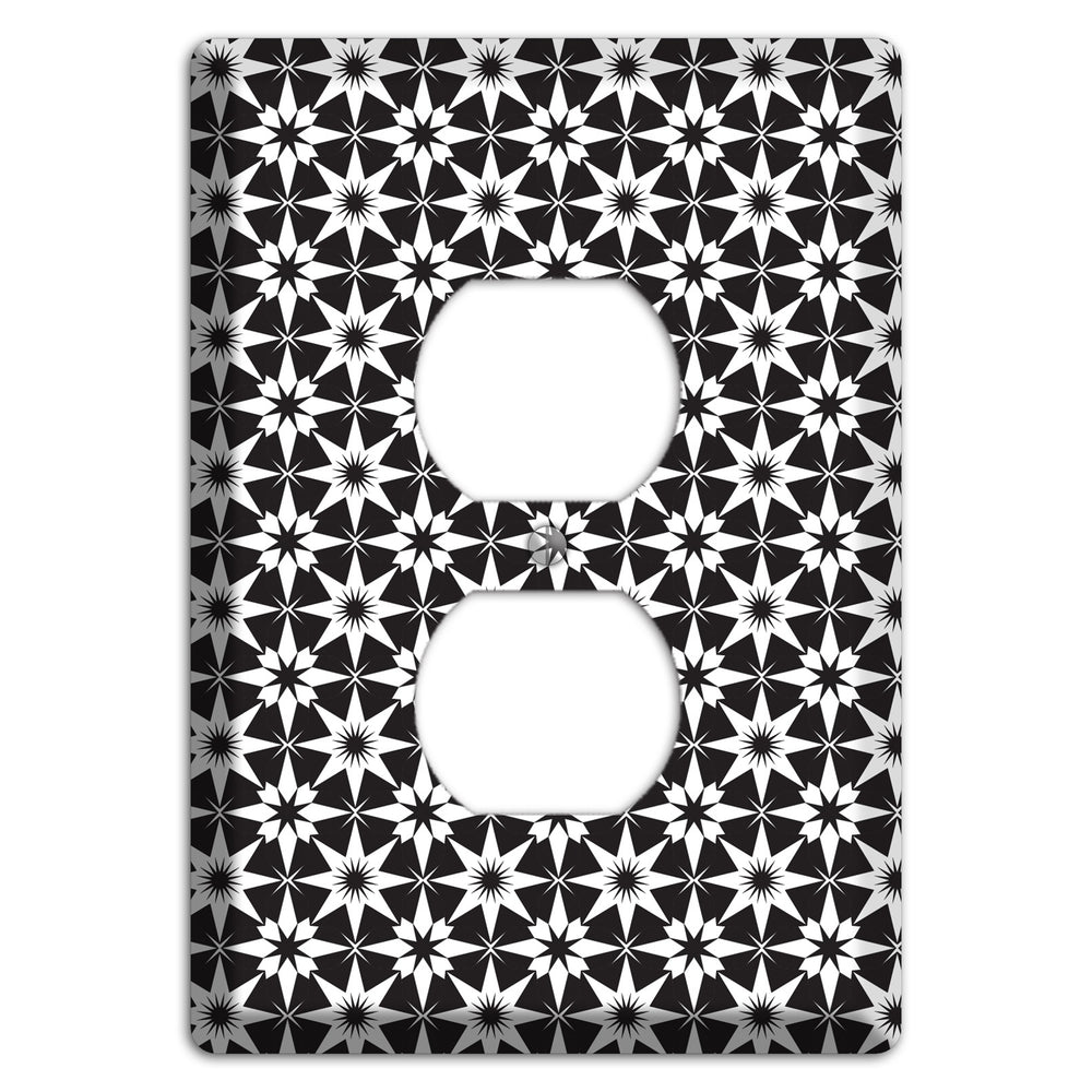 Black with White Foulard Duplex Outlet Wallplate