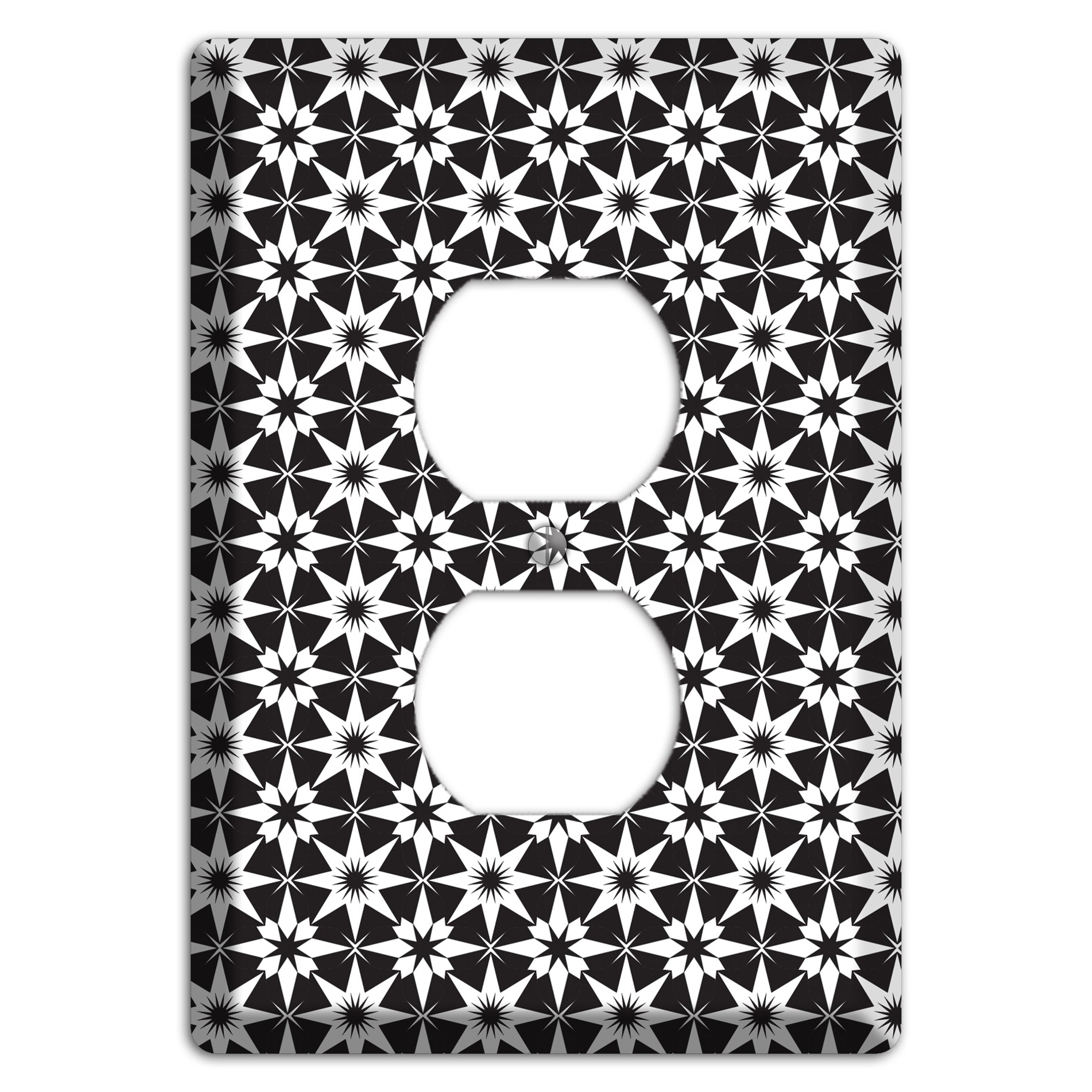 Black with White Foulard Duplex Outlet Wallplate