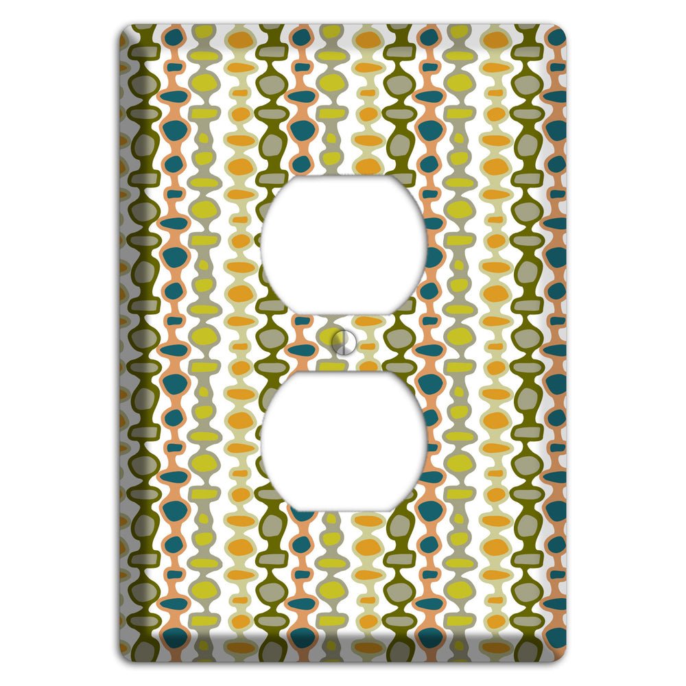 Multi Olive and Mustard Bead and Reel 2 Duplex Outlet Wallplate