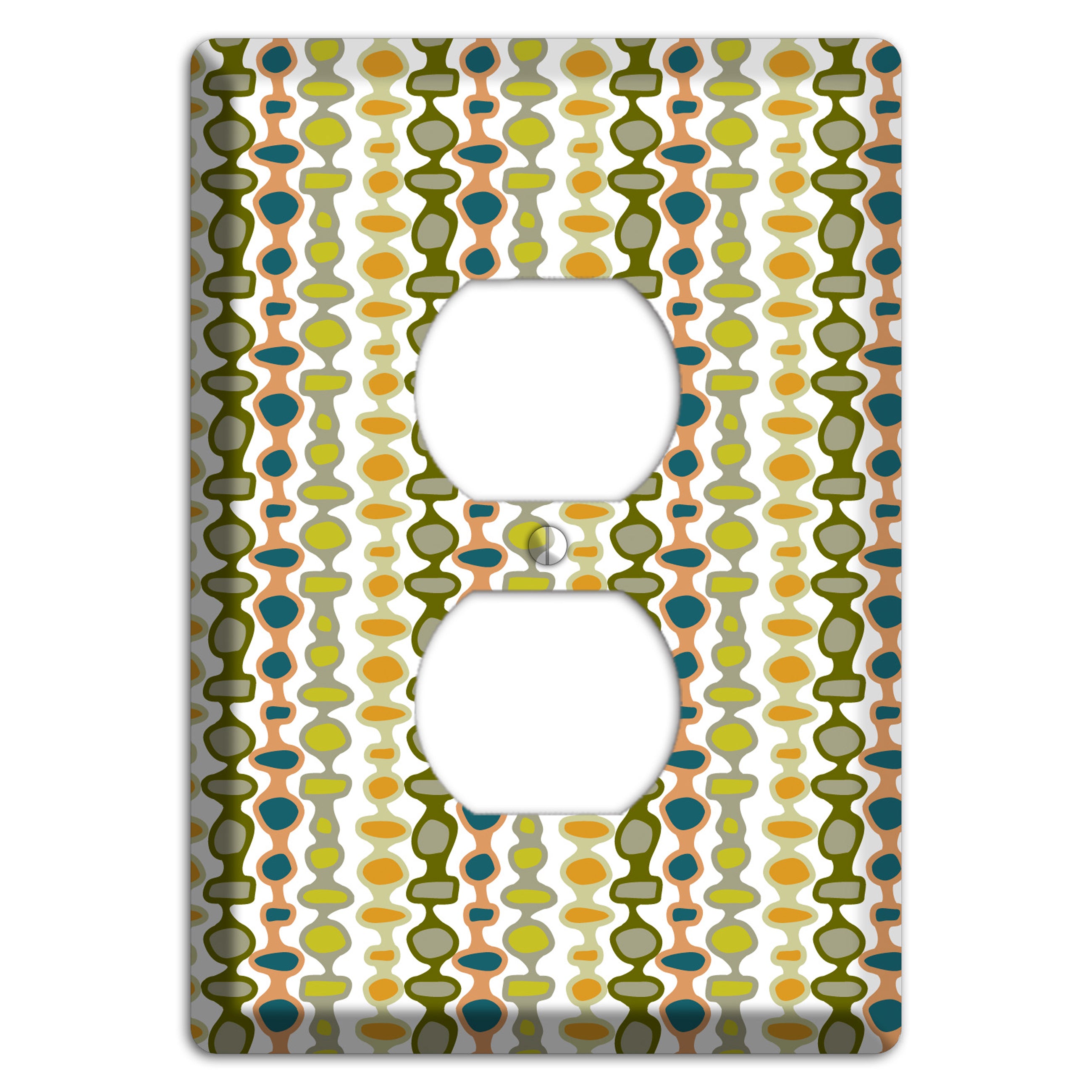 Multi Olive and Mustard Bead and Reel 2 Duplex Outlet Wallplate