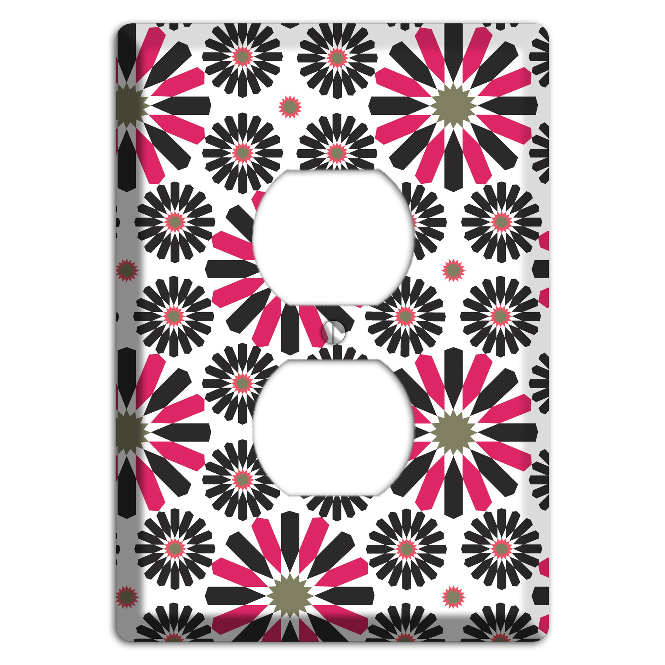Red and Brown Scandinavian Floral Duplex Outlet Wallplate