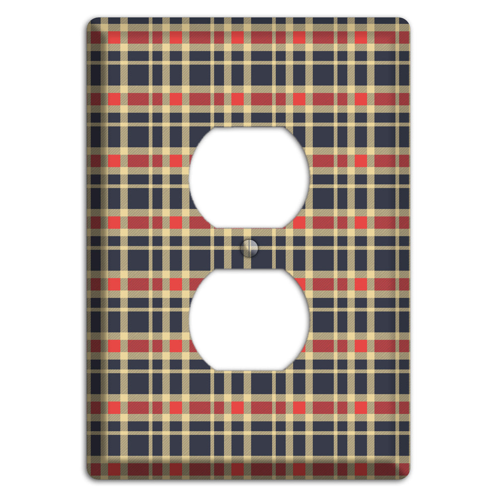 Maroon and Black Plaid 2 Duplex Outlet Wallplate