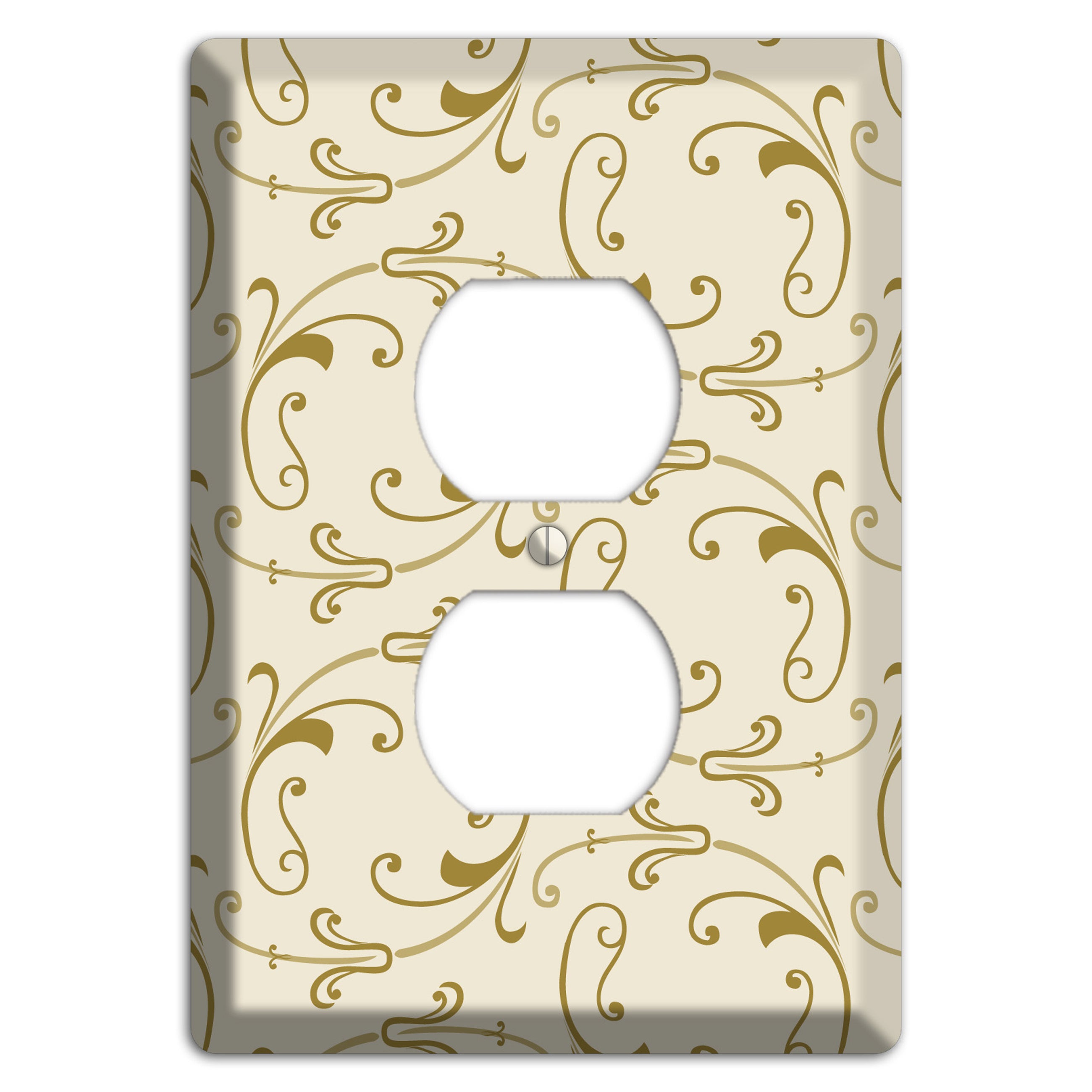 Off White with Gold Victorian Sprig Duplex Outlet Wallplate