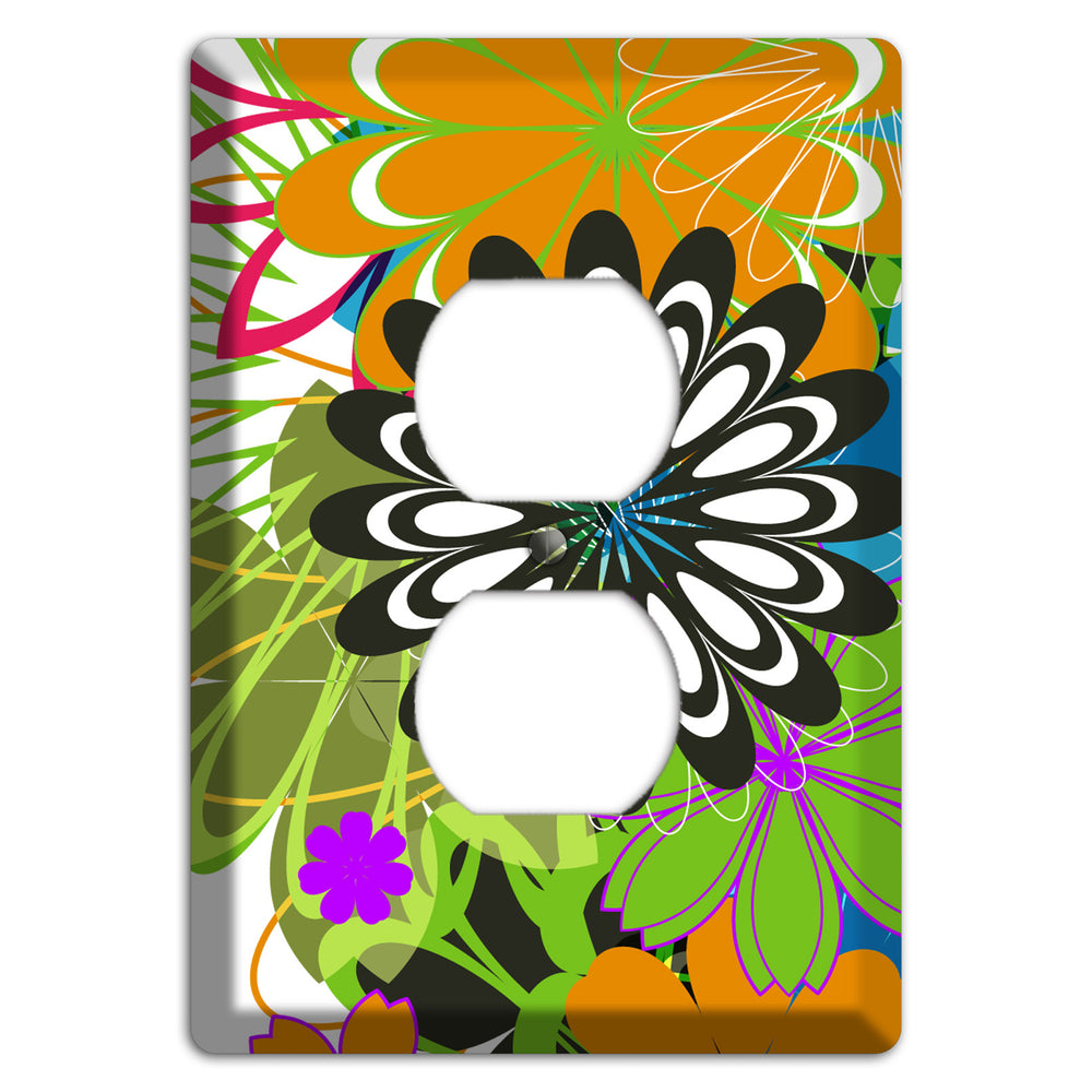 Multi Retro Flowers Duplex Outlet Wallplate