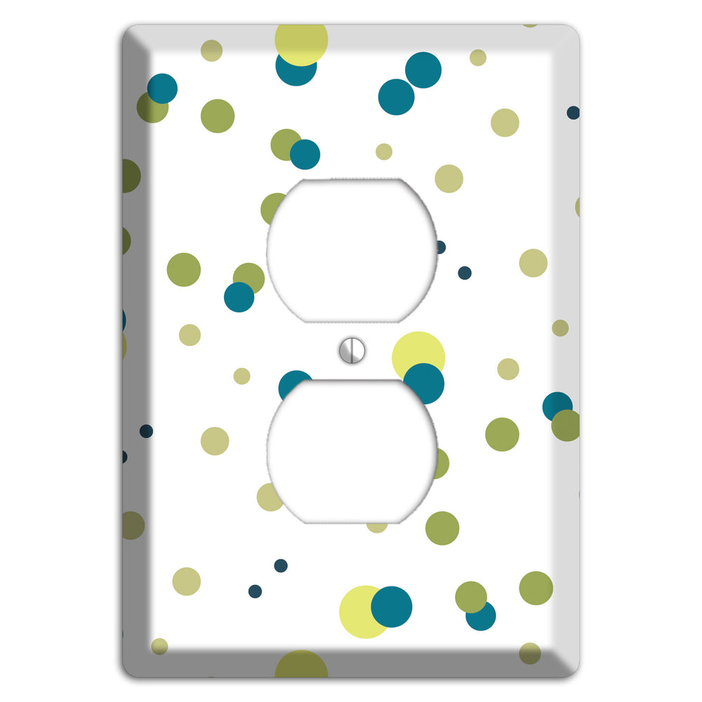 Multi Olive and Jade Small Dots Duplex Outlet Wallplate