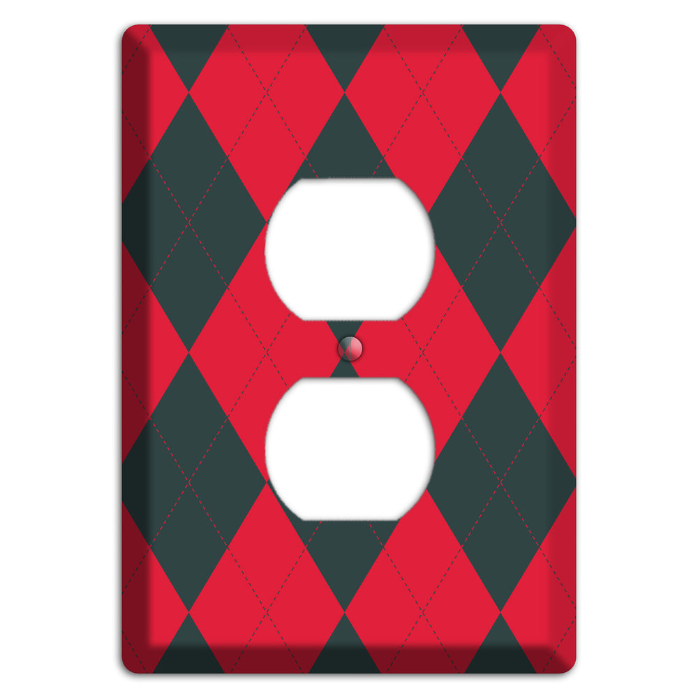 Red and Black Argyle Duplex Outlet Wallplate