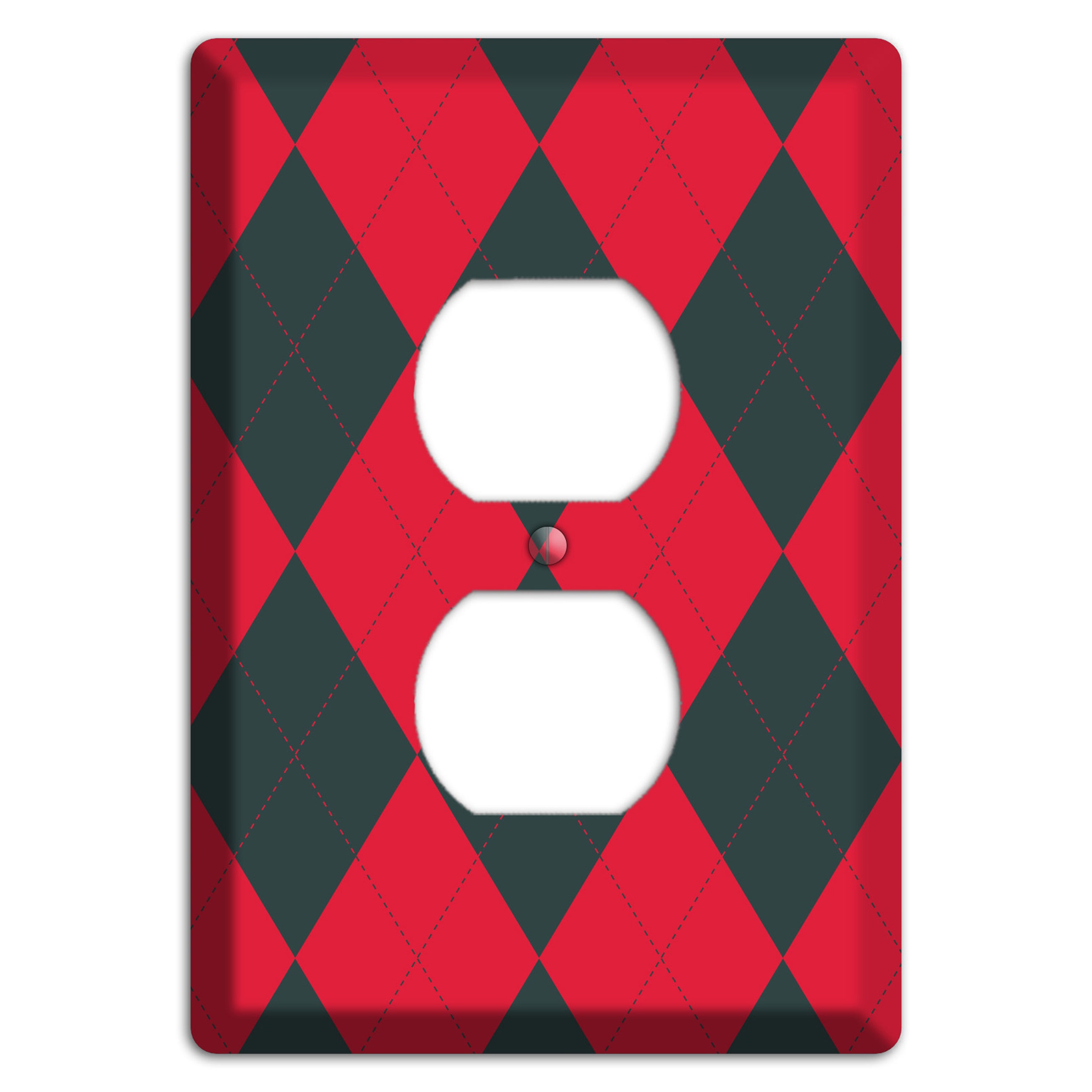 Red and Black Argyle Duplex Outlet Wallplate