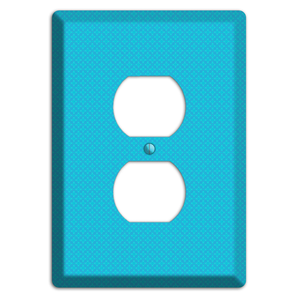Turquoise Checkered Quatrefoil Duplex Outlet Wallplate