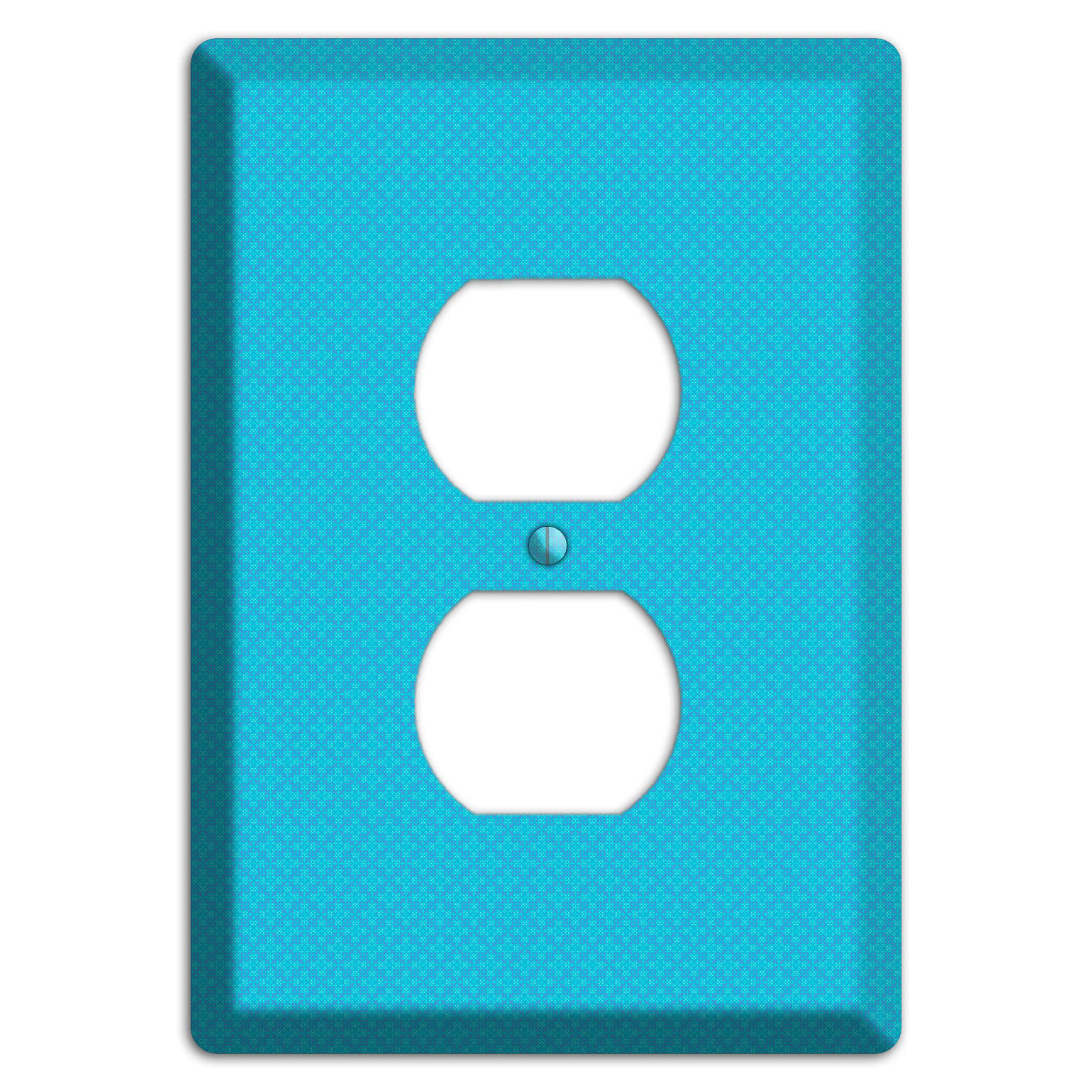 Turquoise Checkered Quatrefoil Duplex Outlet Wallplate