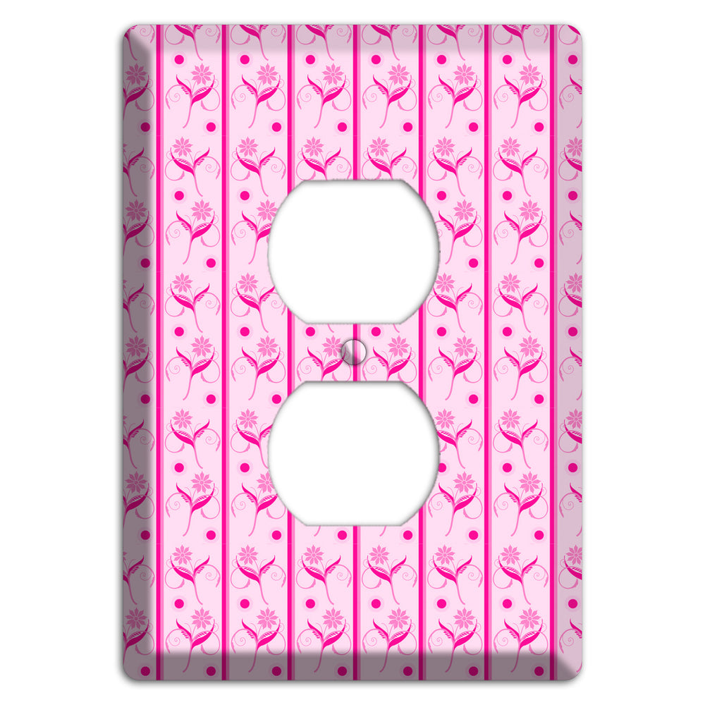 Pink Floral Pattern Duplex Outlet Wallplate