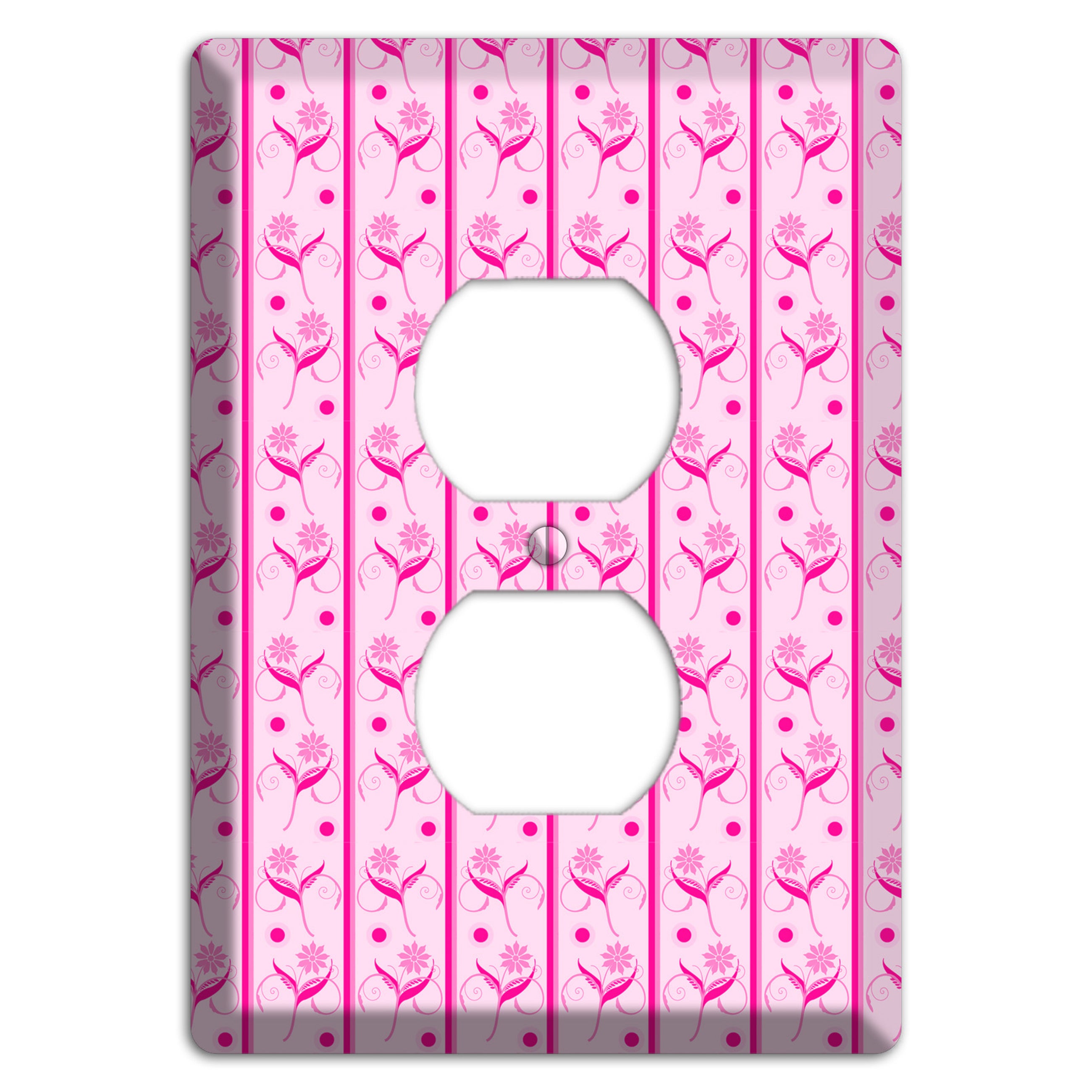 Pink Floral Pattern Duplex Outlet Wallplate