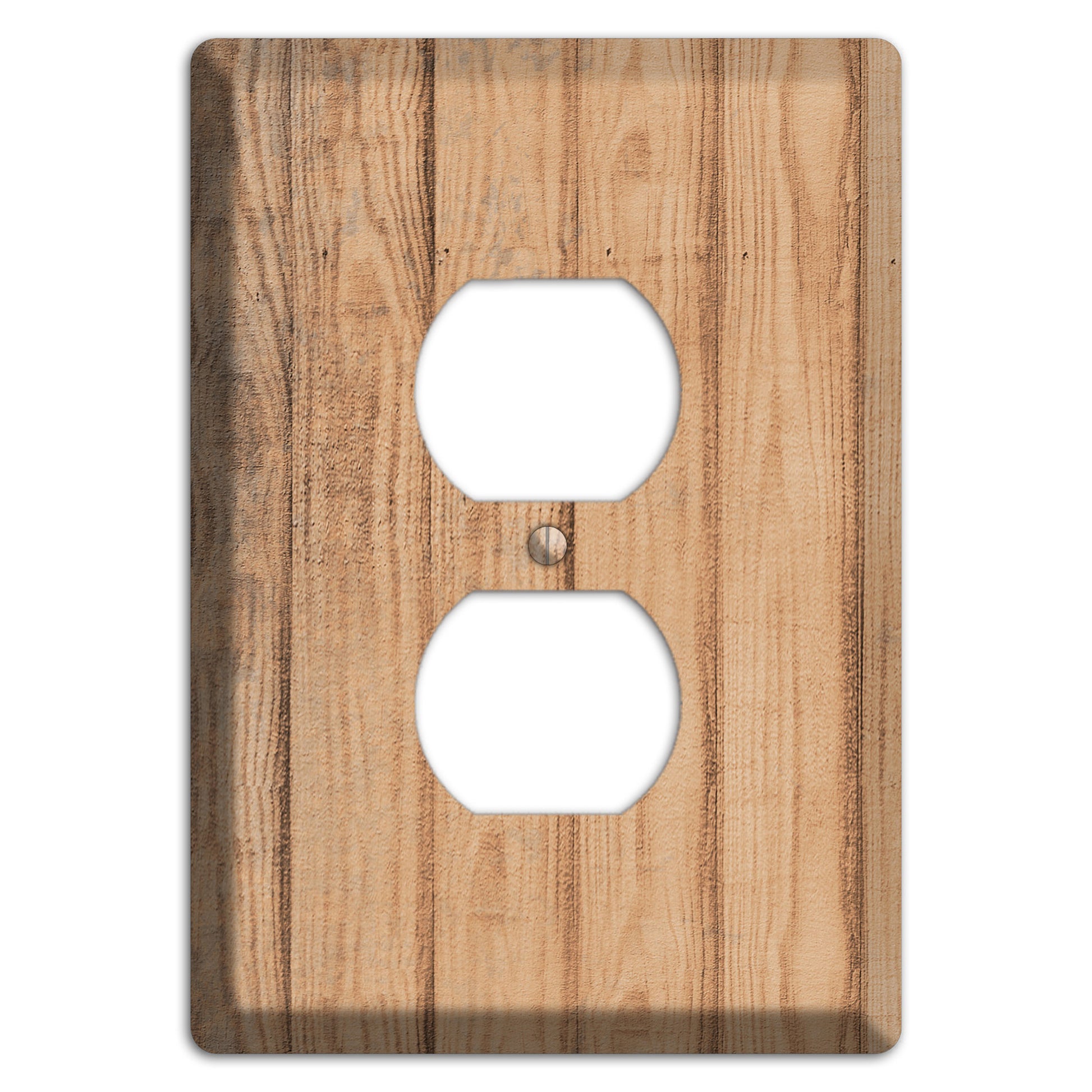 Tan Weathered Wood Duplex Outlet Wallplate