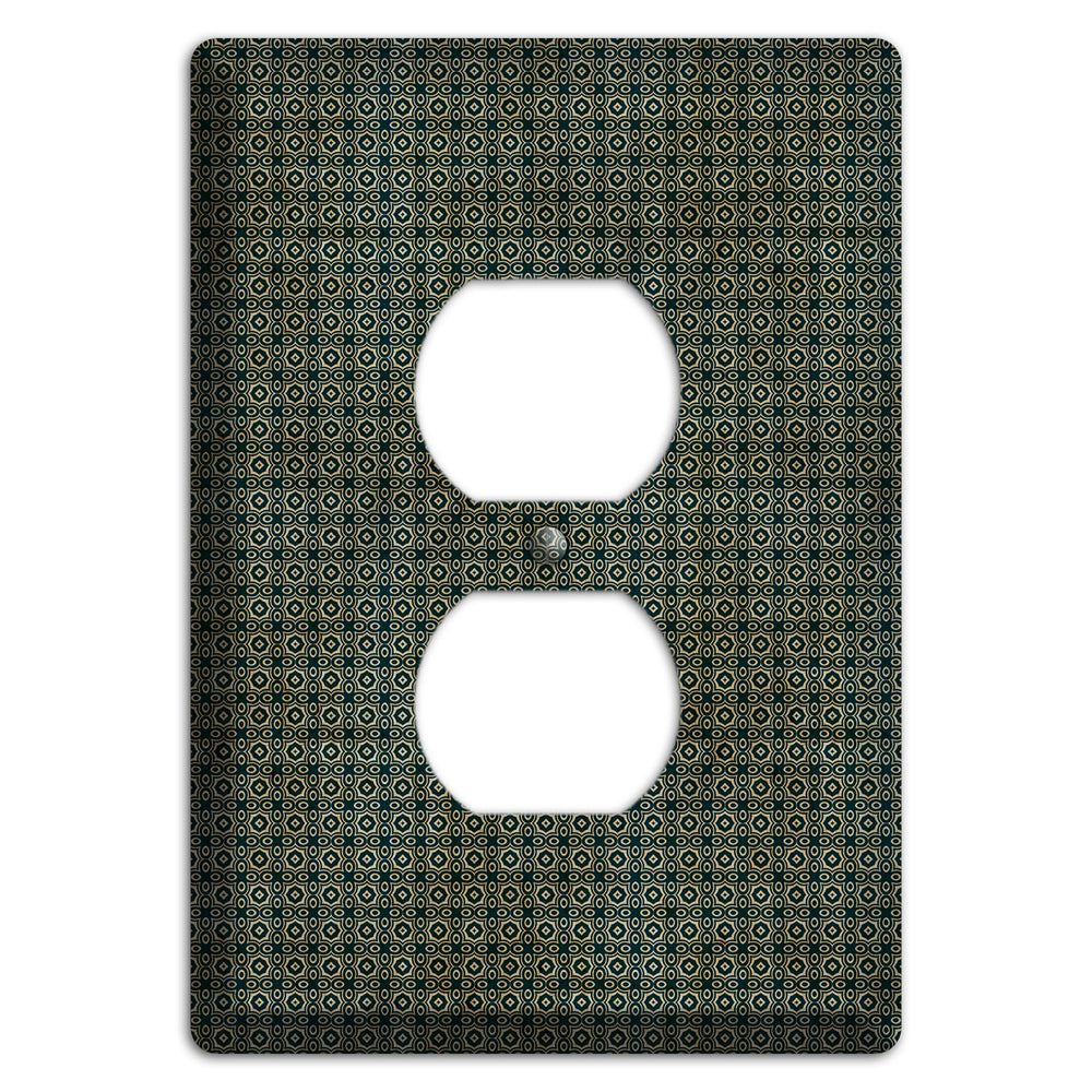 Dark Green Grunge Tiny Tiled Tapestry Duplex Outlet Wallplate