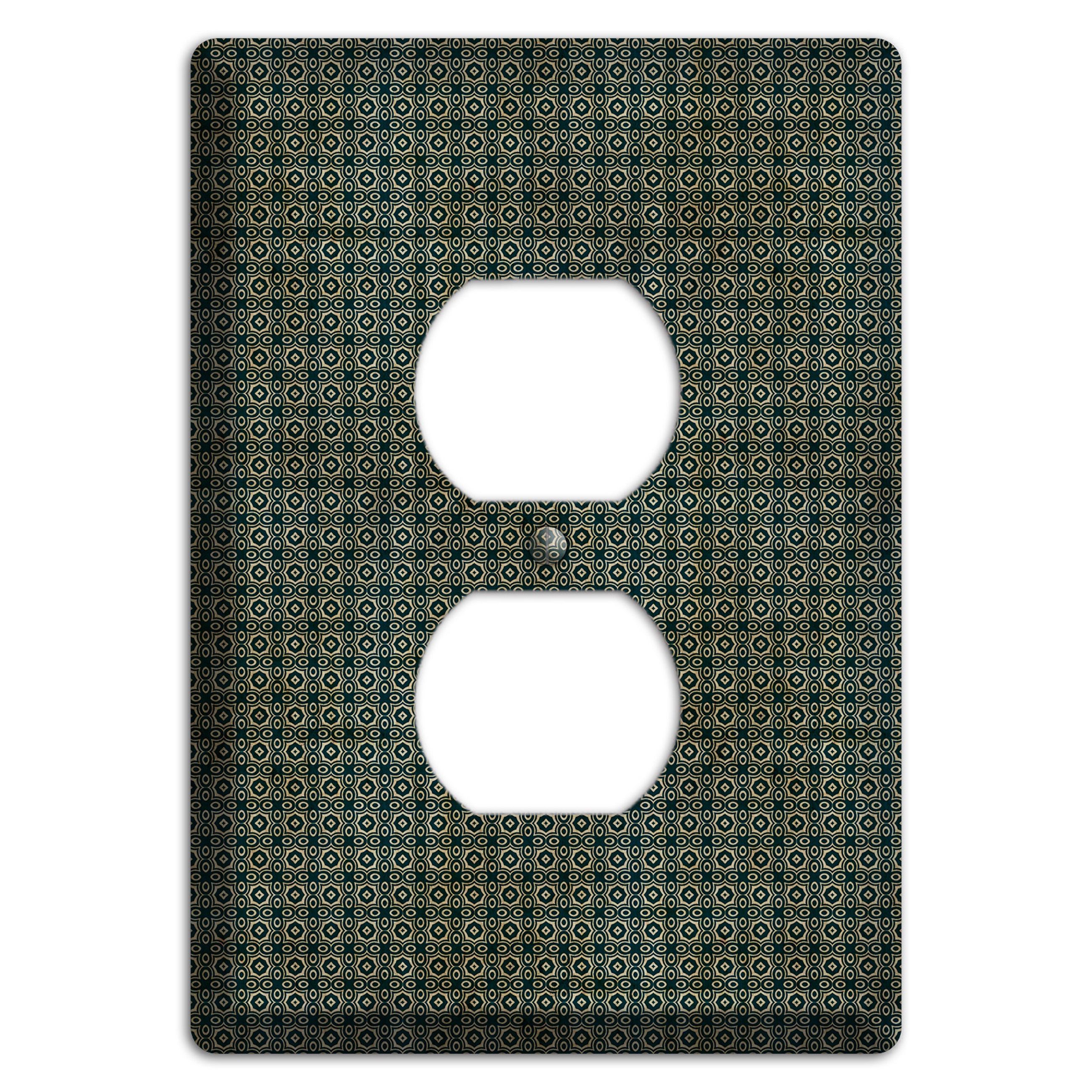 Dark Green Grunge Tiny Tiled Tapestry Duplex Outlet Wallplate