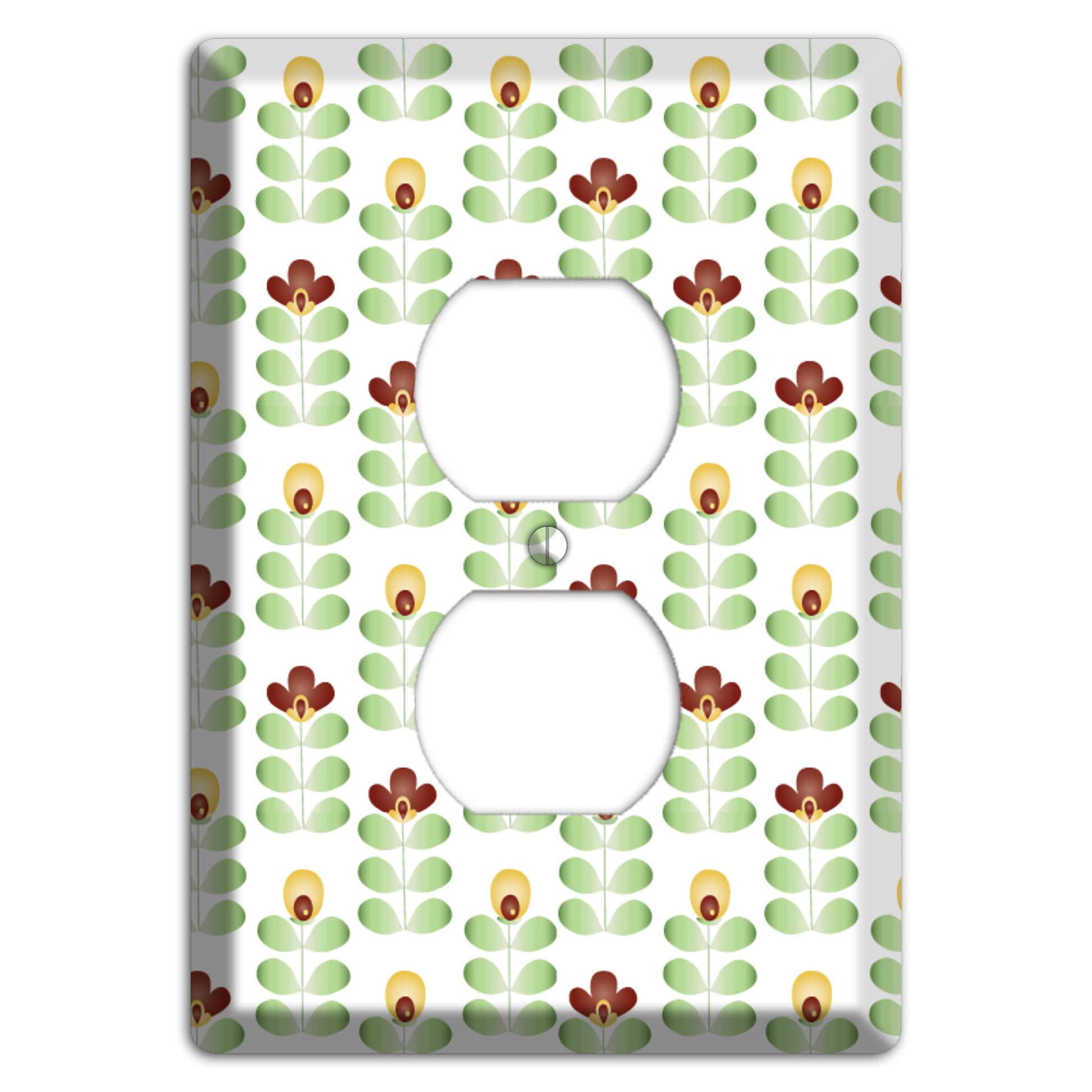 Light Green Deco Floral Half Drop Duplex Outlet Wallplate