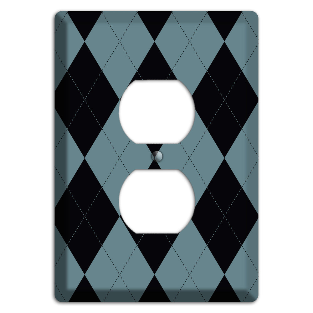 Blue and Black Argyle Duplex Outlet Wallplate