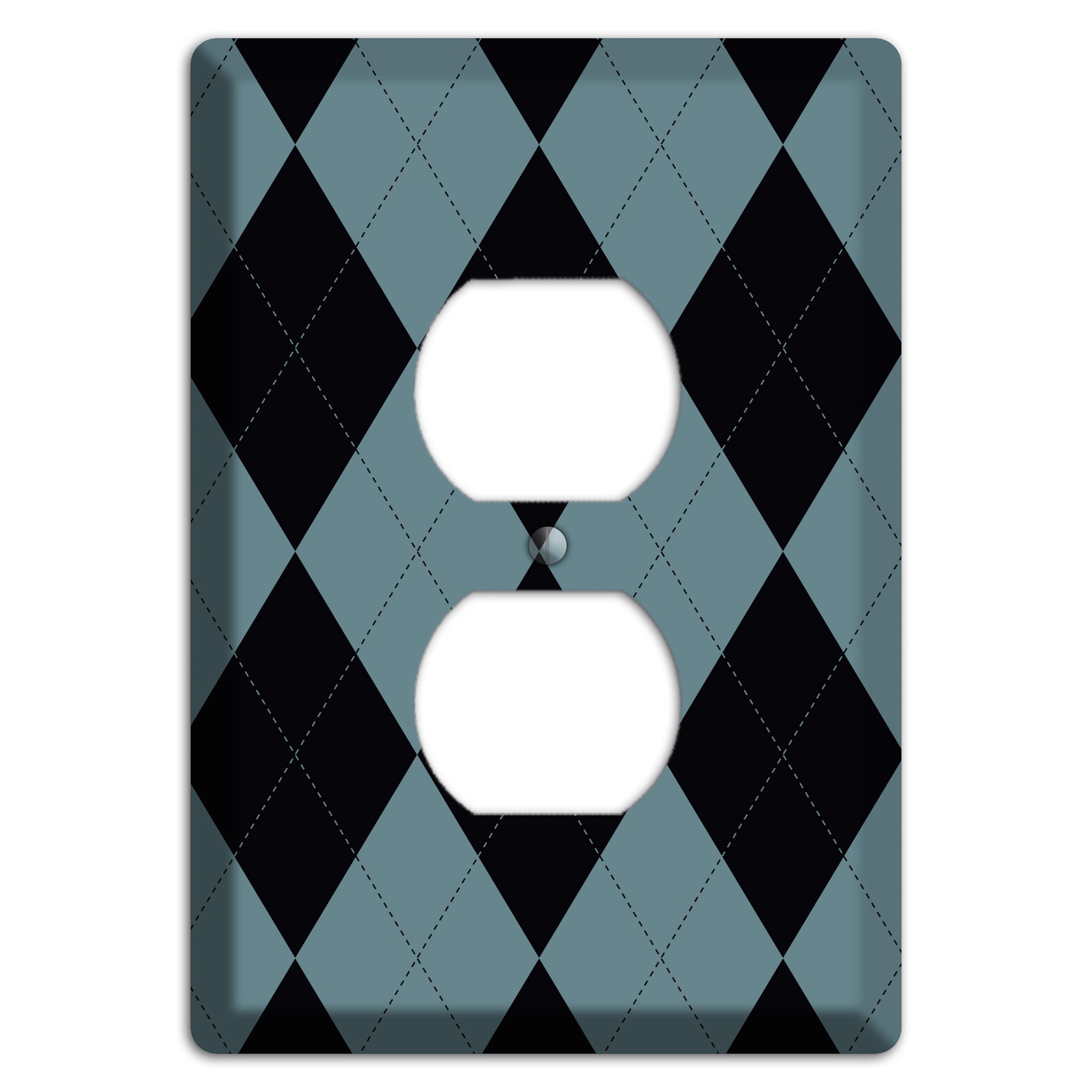 Blue and Black Argyle Duplex Outlet Wallplate