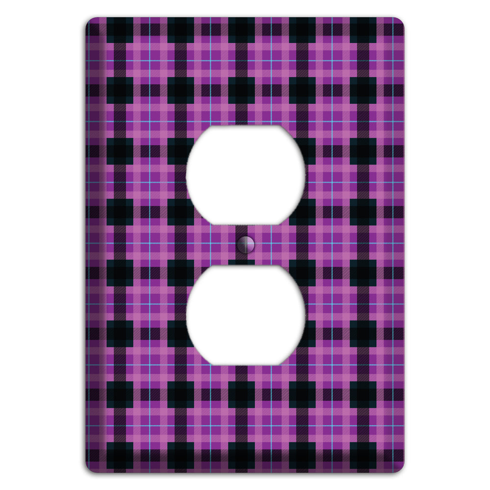 Purple and Black Plaid Duplex Outlet Wallplate