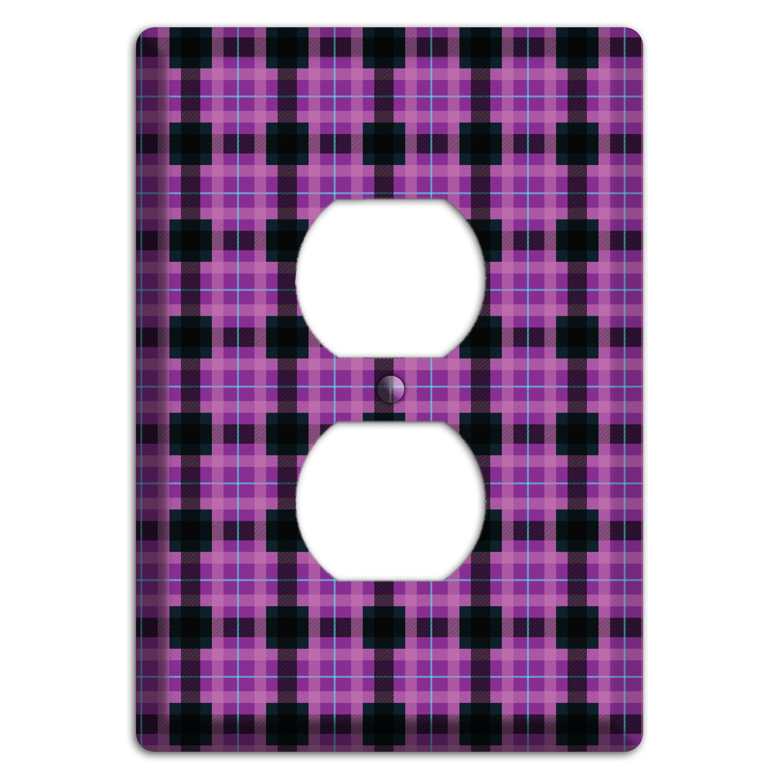 Purple and Black Plaid Duplex Outlet Wallplate