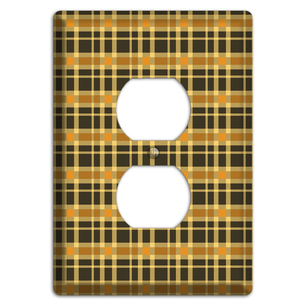 Mustard and Black Plaid Duplex Outlet Wallplate