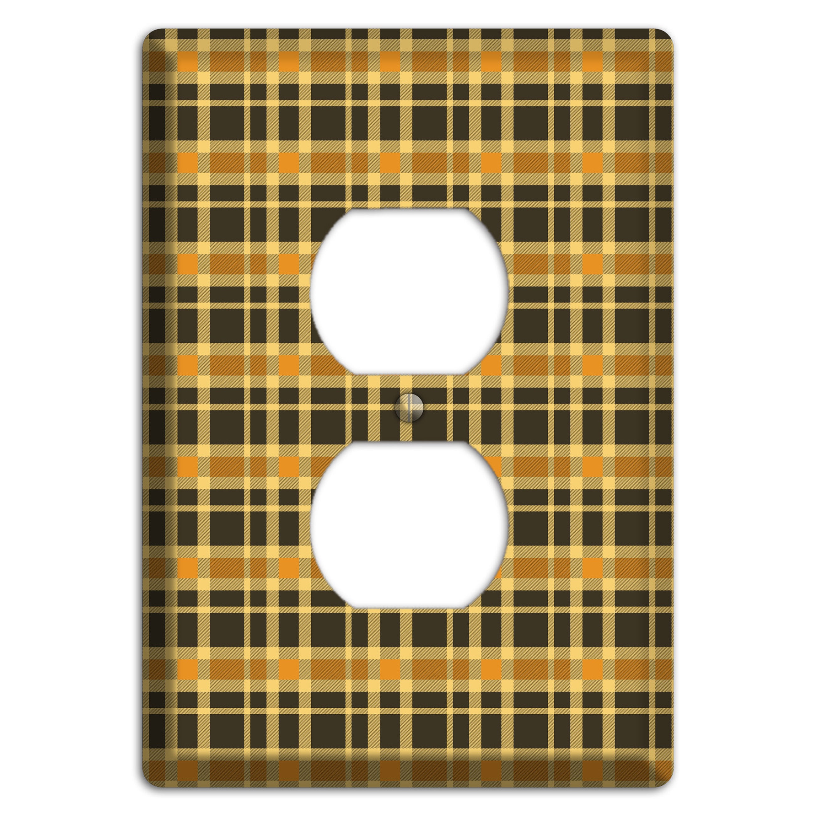 Mustard and Black Plaid Duplex Outlet Wallplate