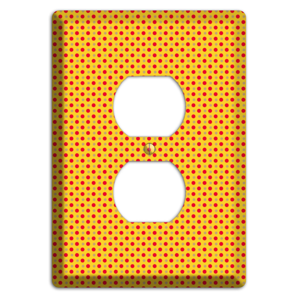 Orange with Maroon Tiny Polka Dots Duplex Outlet Wallplate