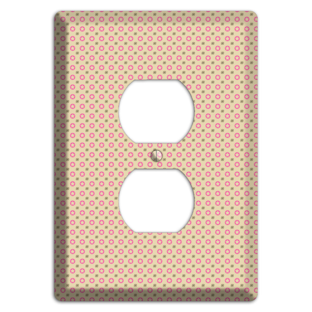 Beige with Pink Stars Duplex Outlet Wallplate