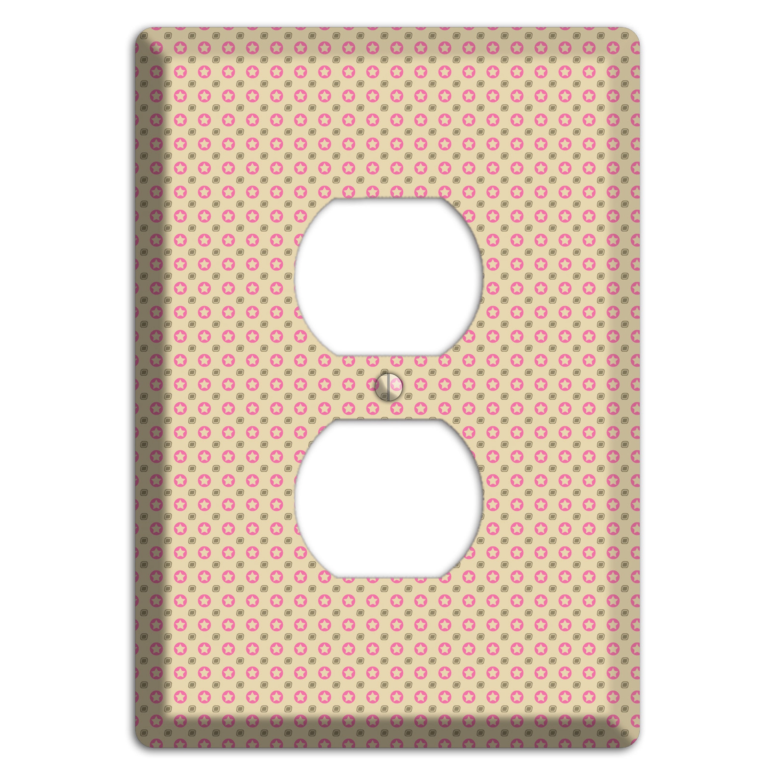 Beige with Pink Stars Duplex Outlet Wallplate