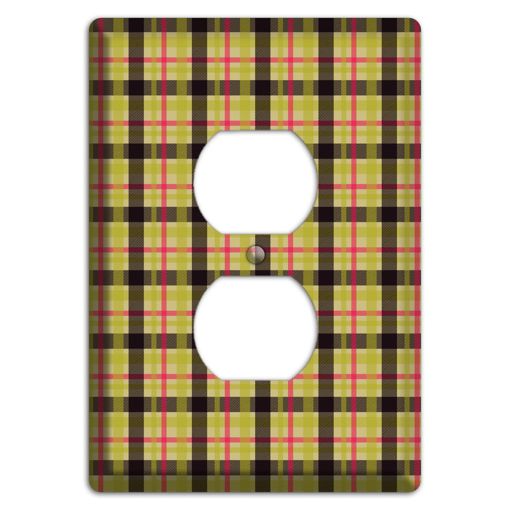 Yellow Black Red Plaid Duplex Outlet Wallplate
