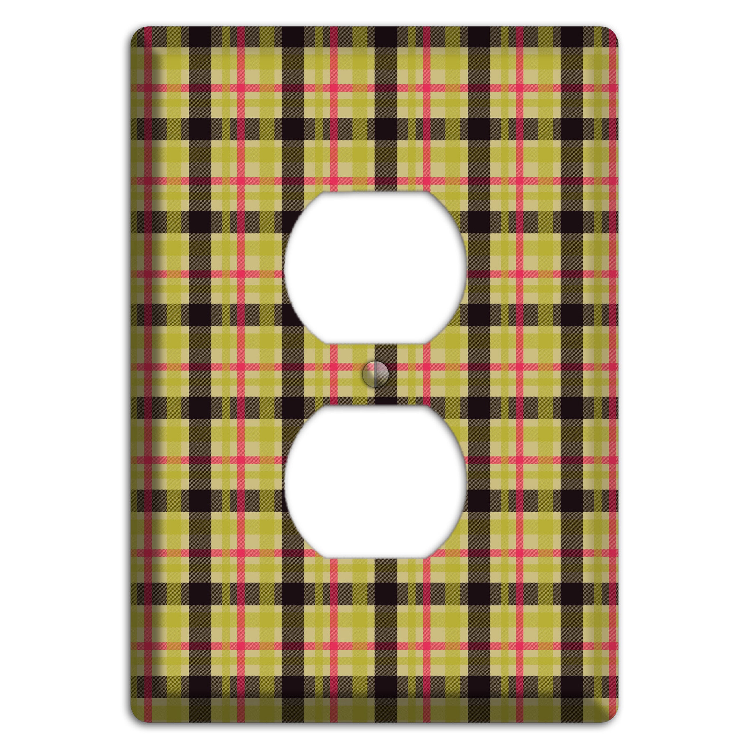 Yellow Black Red Plaid Duplex Outlet Wallplate