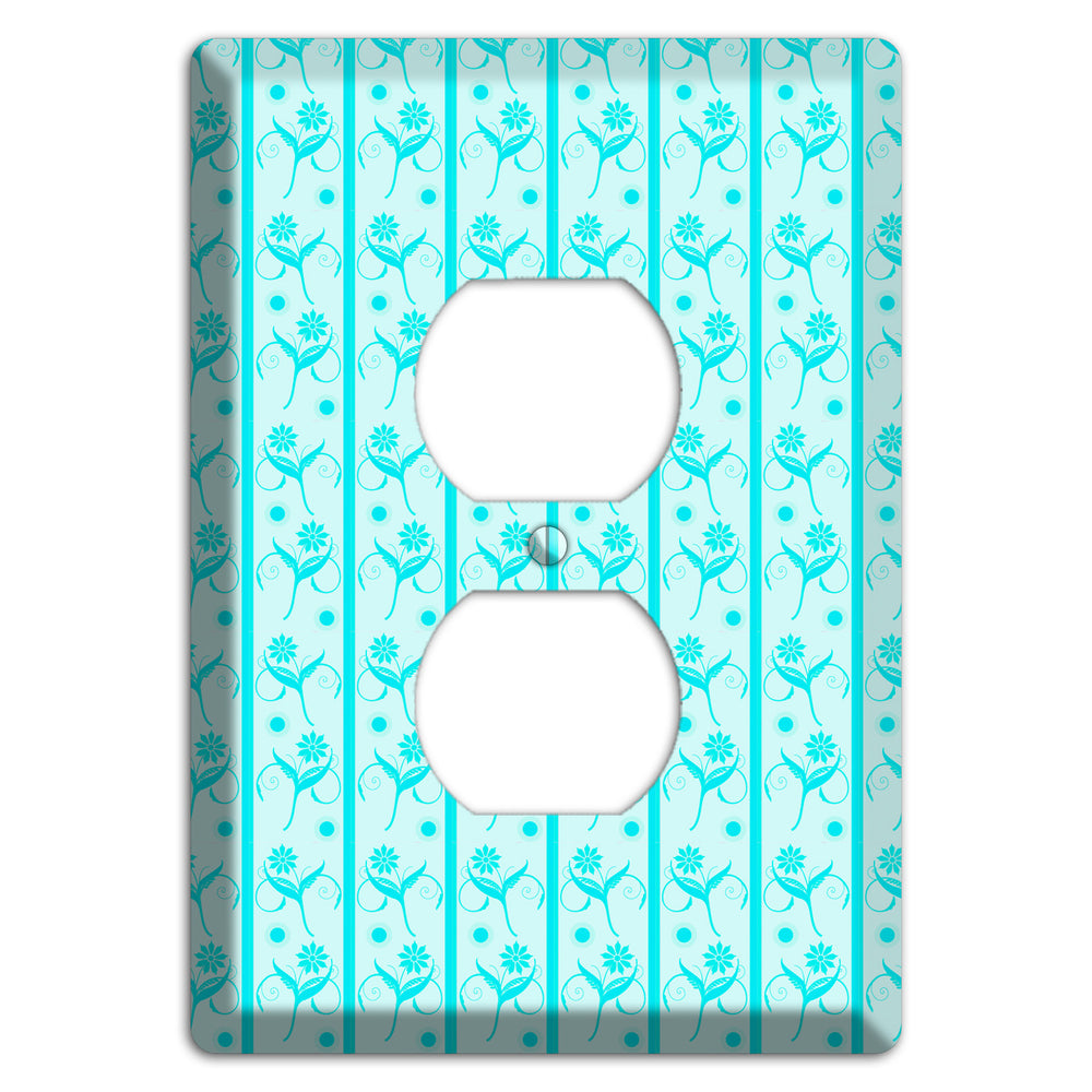 Teal Floral Pattern Duplex Outlet Wallplate