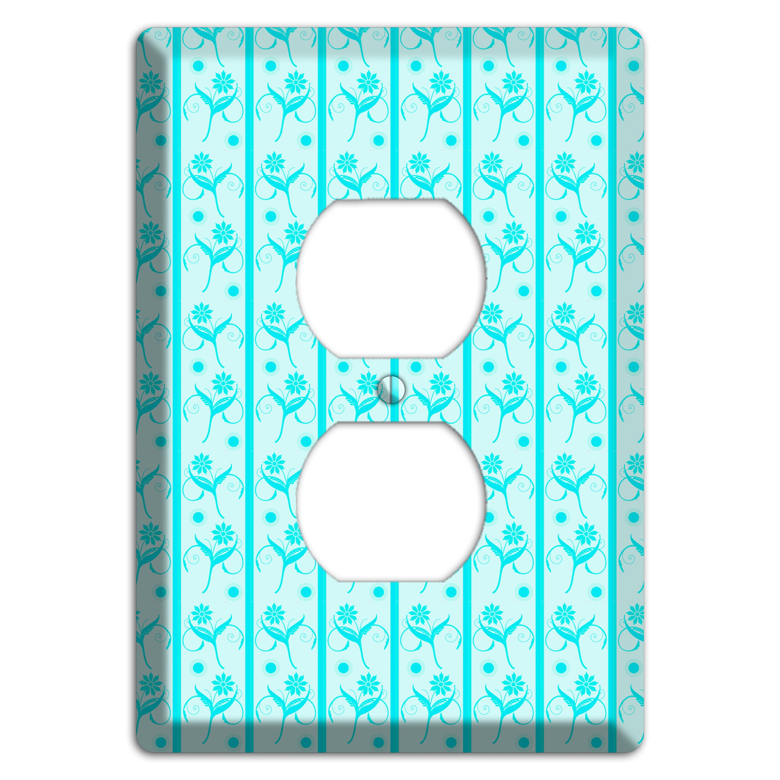 Teal Floral Pattern Duplex Outlet Wallplate