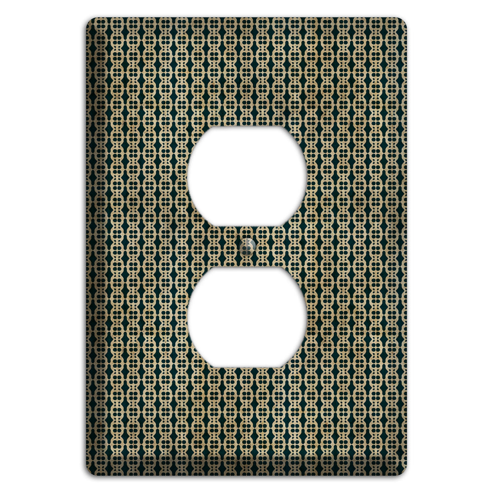 Dark Green Grunge Tiny Tiled Tapestry 3 Duplex Outlet Wallplate