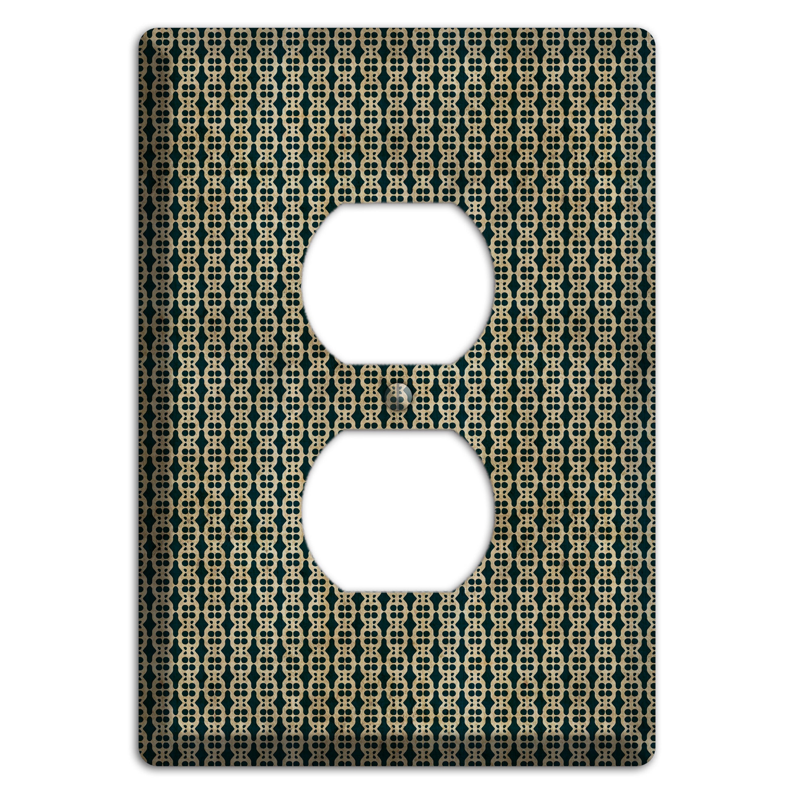 Dark Green Grunge Tiny Tiled Tapestry 3 Duplex Outlet Wallplate