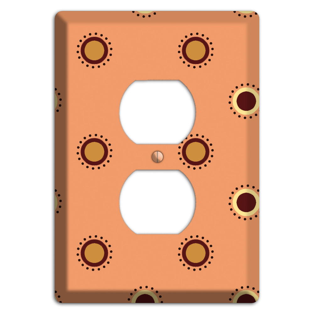 Coral with Multi Brown Suzani Dots Duplex Outlet Wallplate