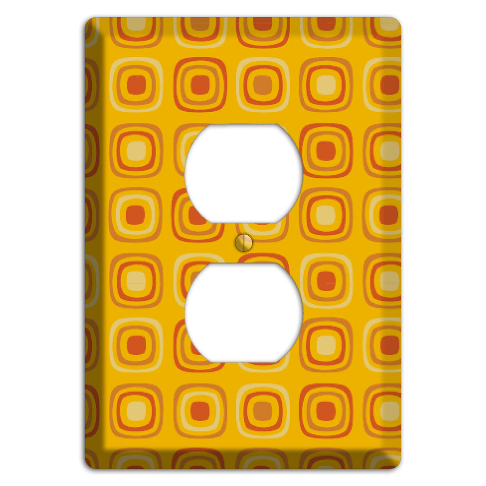 Multi Orange Red Retro Squares Duplex Outlet Wallplate