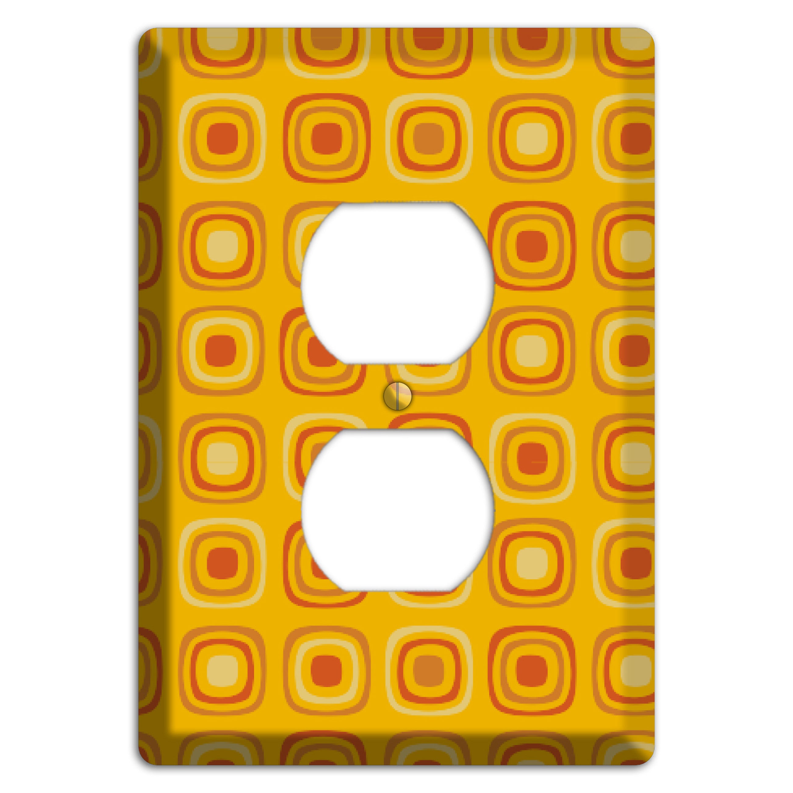 Multi Orange Red Retro Squares Duplex Outlet Wallplate