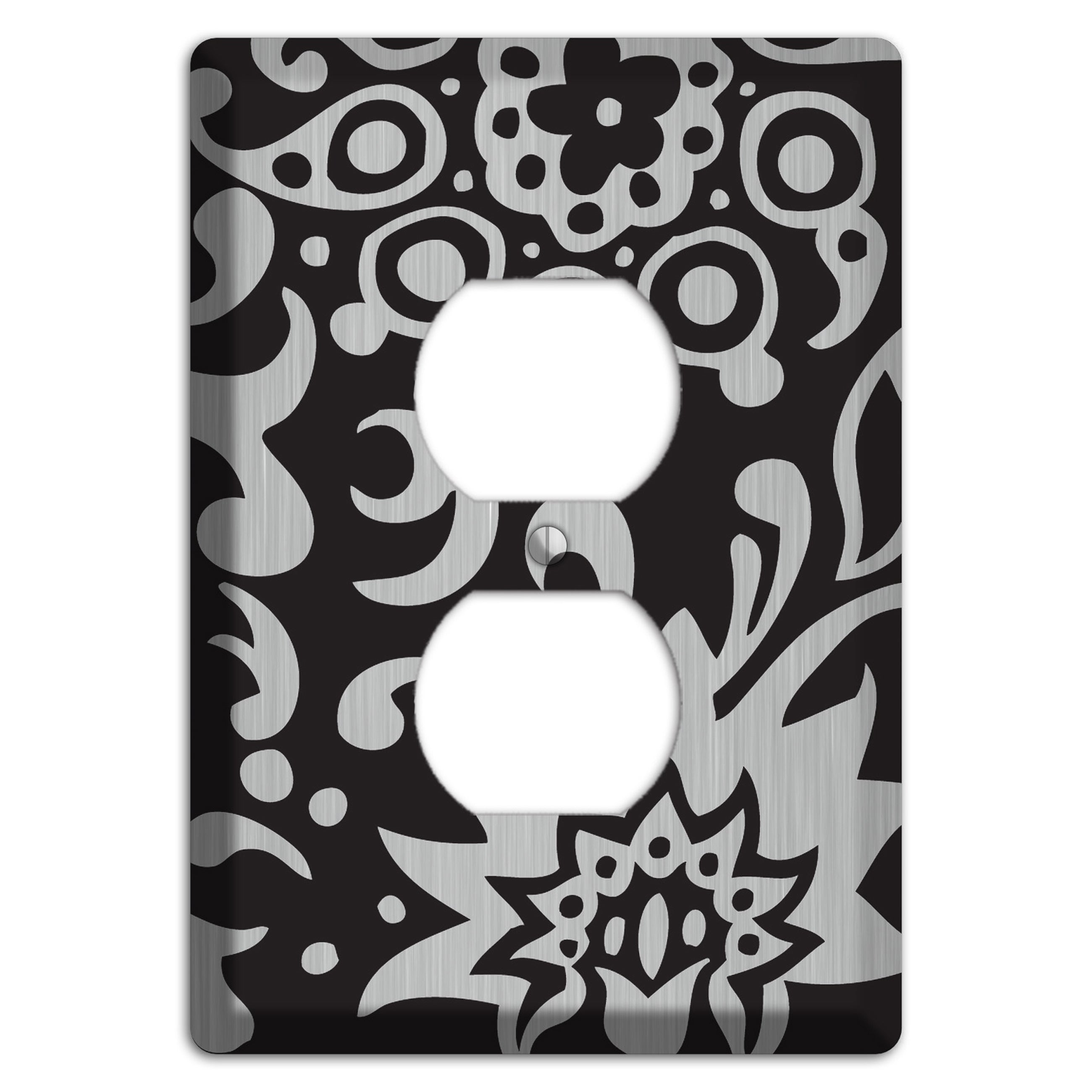 Black Boteh  Stainless Duplex Outlet Wallplate