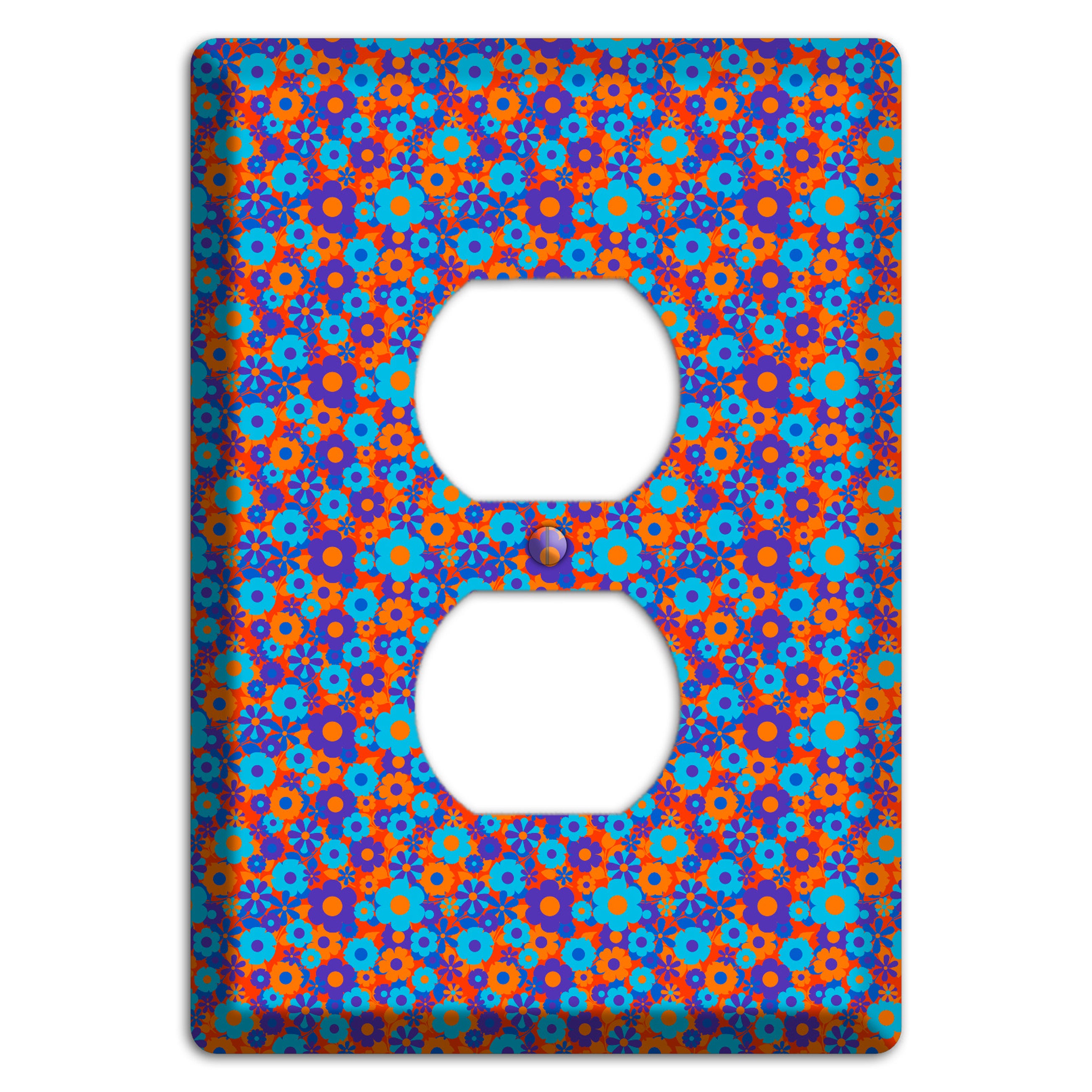 Blue Purple Calico Duplex Outlet Wallplate