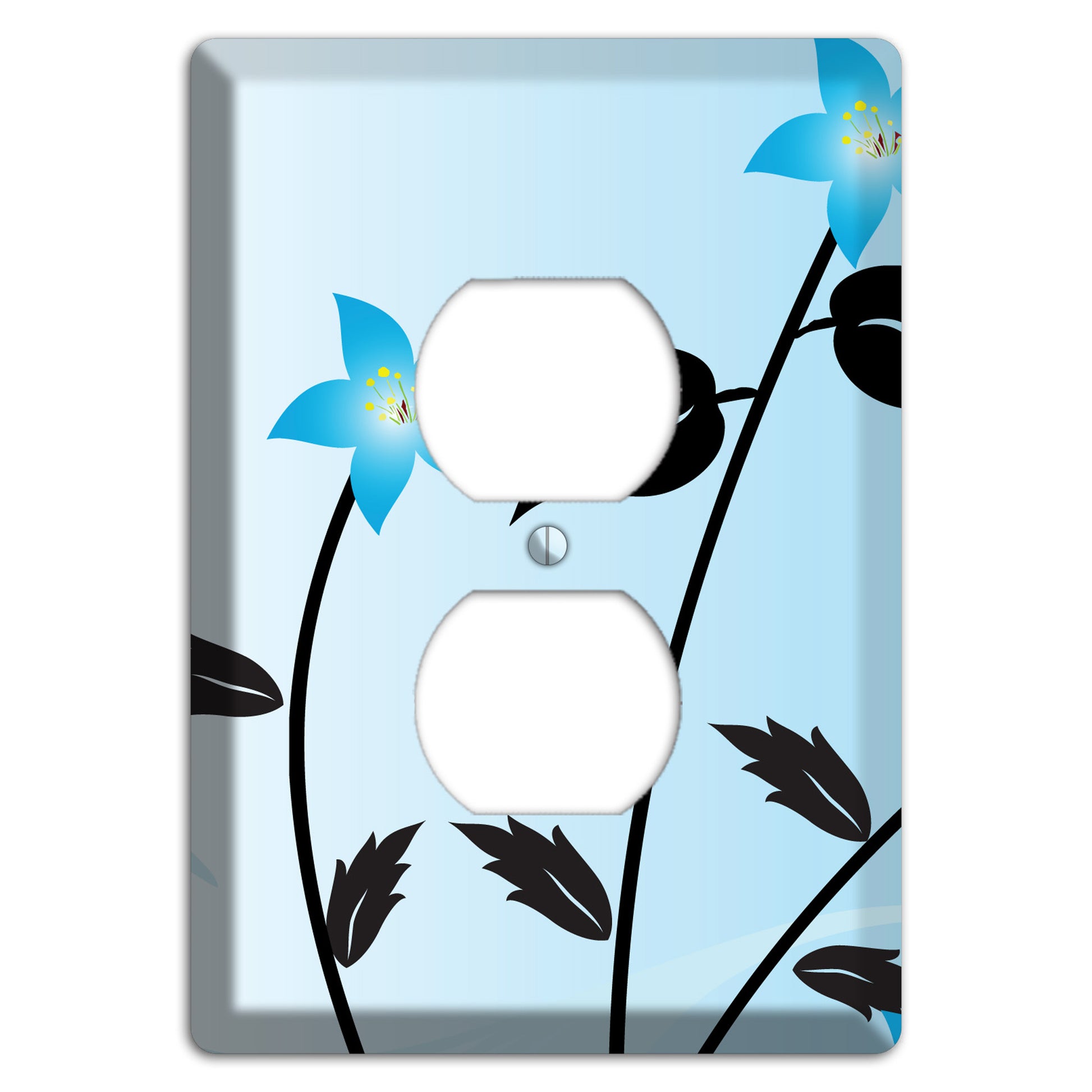 Blue Double Sprig Duplex Outlet Wallplate