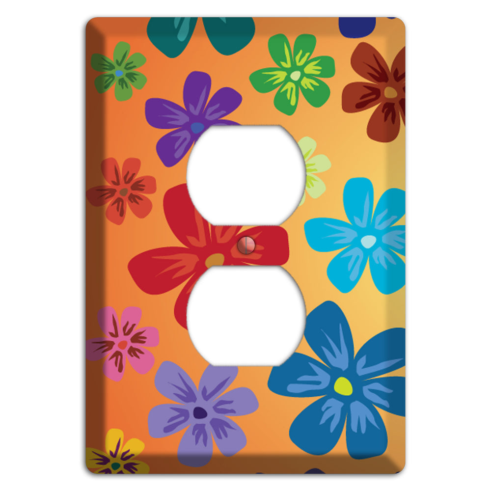 Brown Flowers Duplex Outlet Wallplate