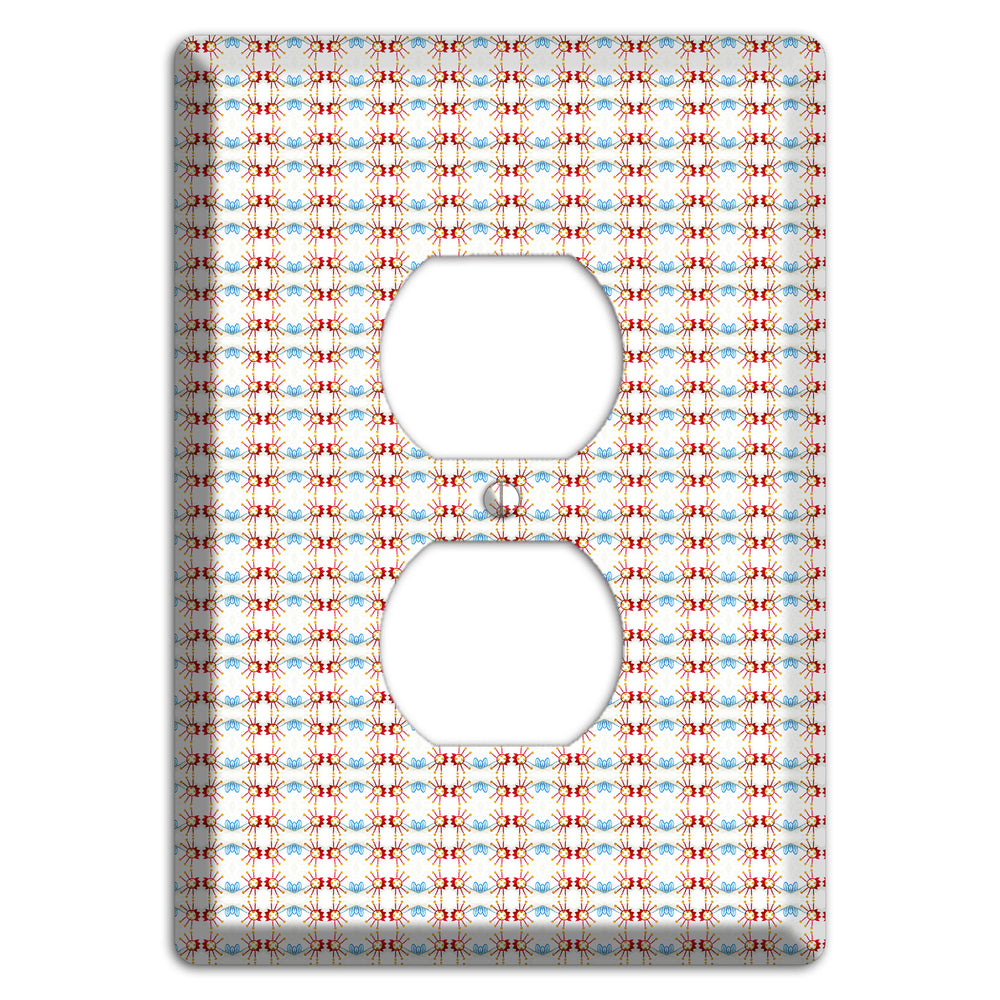 Off White with Red Blue Retro Tapestry Duplex Outlet Wallplate