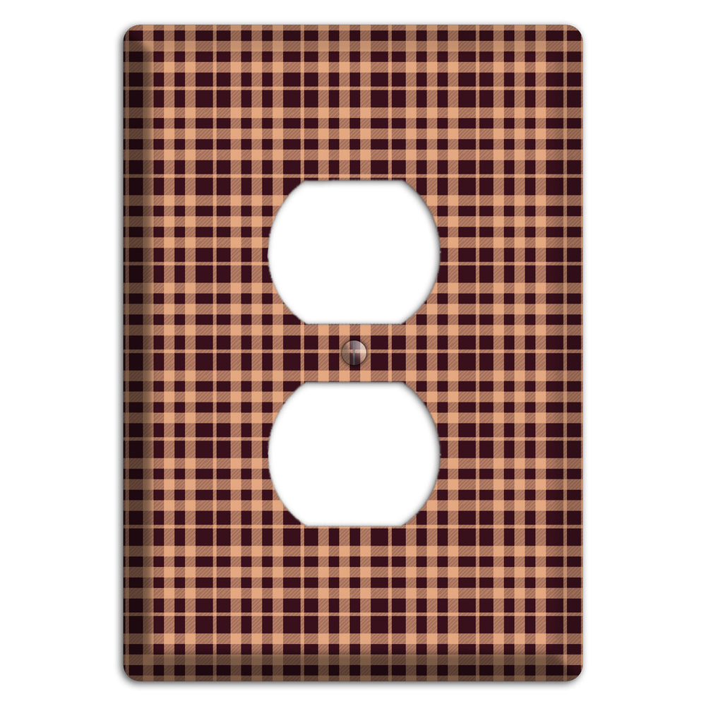 Beige and Black Plaid Duplex Outlet Wallplate