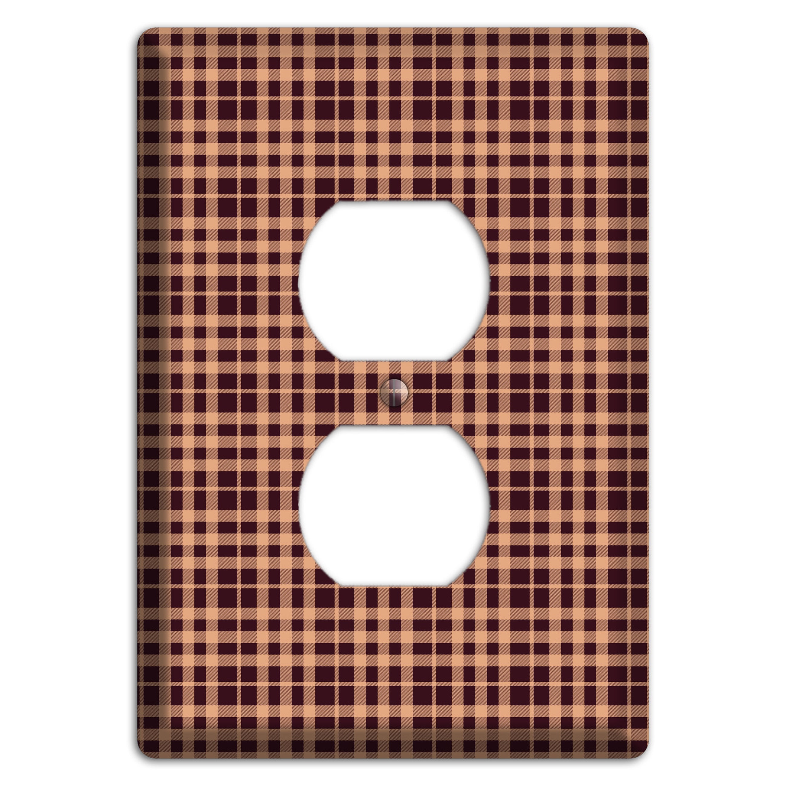 Beige and Black Plaid Duplex Outlet Wallplate