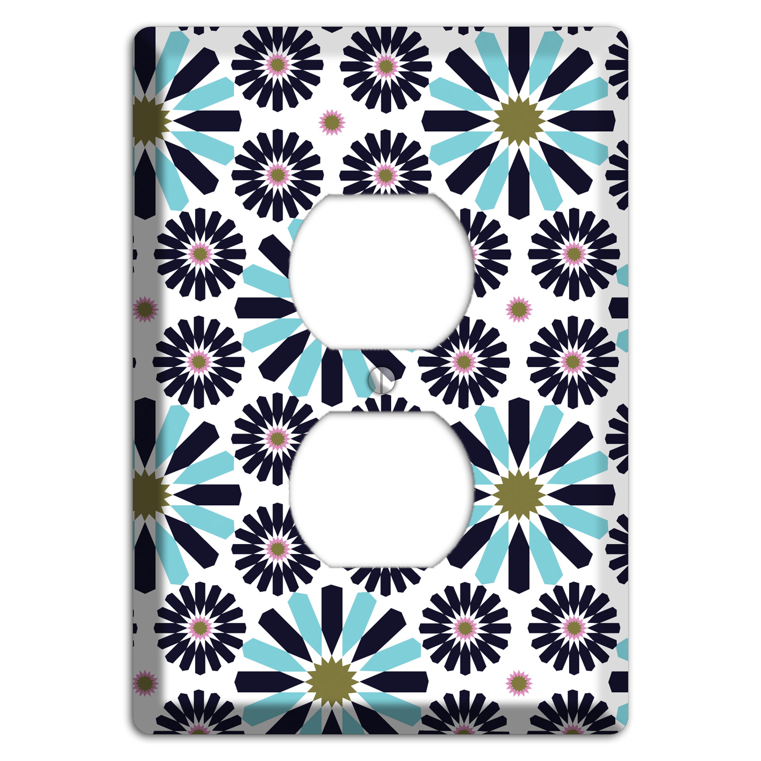 Dusty Blue and Olive Scandinavian Floral Duplex Outlet Wallplate