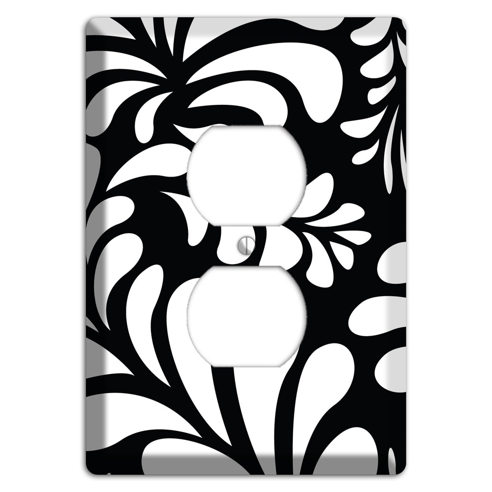 Black with White Herati Duplex Outlet Wallplate