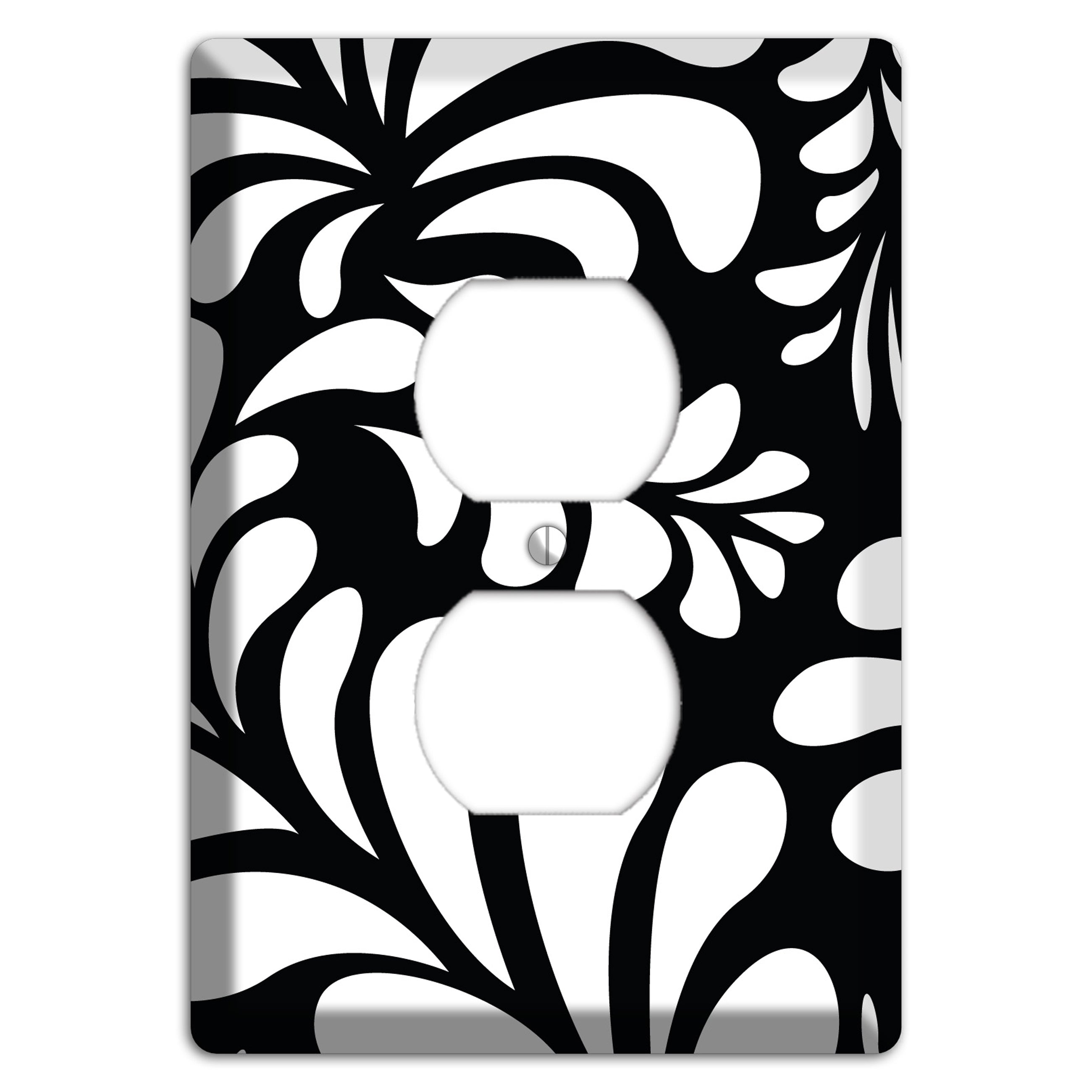 Black with White Herati Duplex Outlet Wallplate